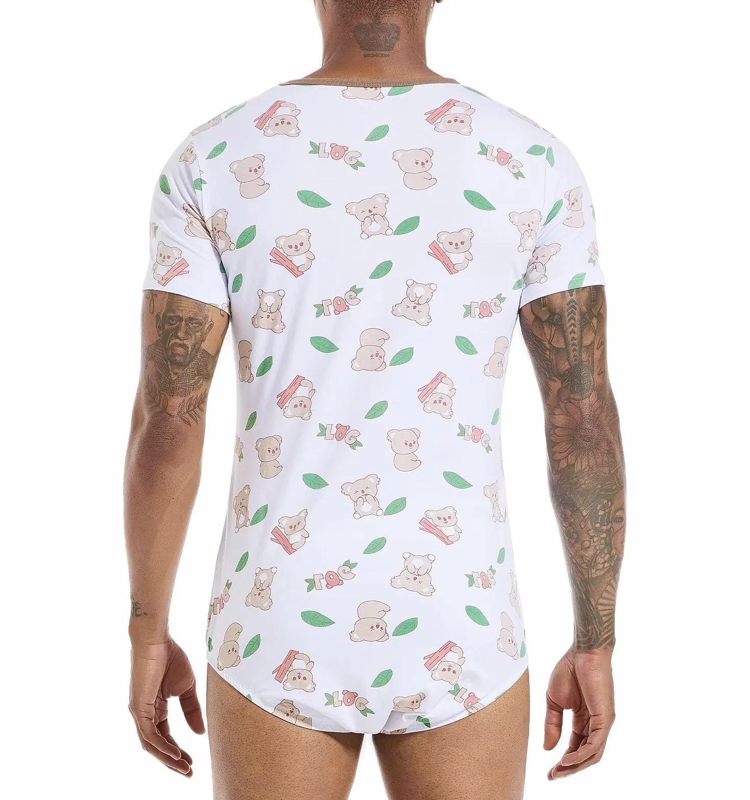 Landofgenie Onesie Męski Bawełniany Bodysuit Jednoczęściowy Piżama Bodysuit Rompers Tops z nadrukiem Koala