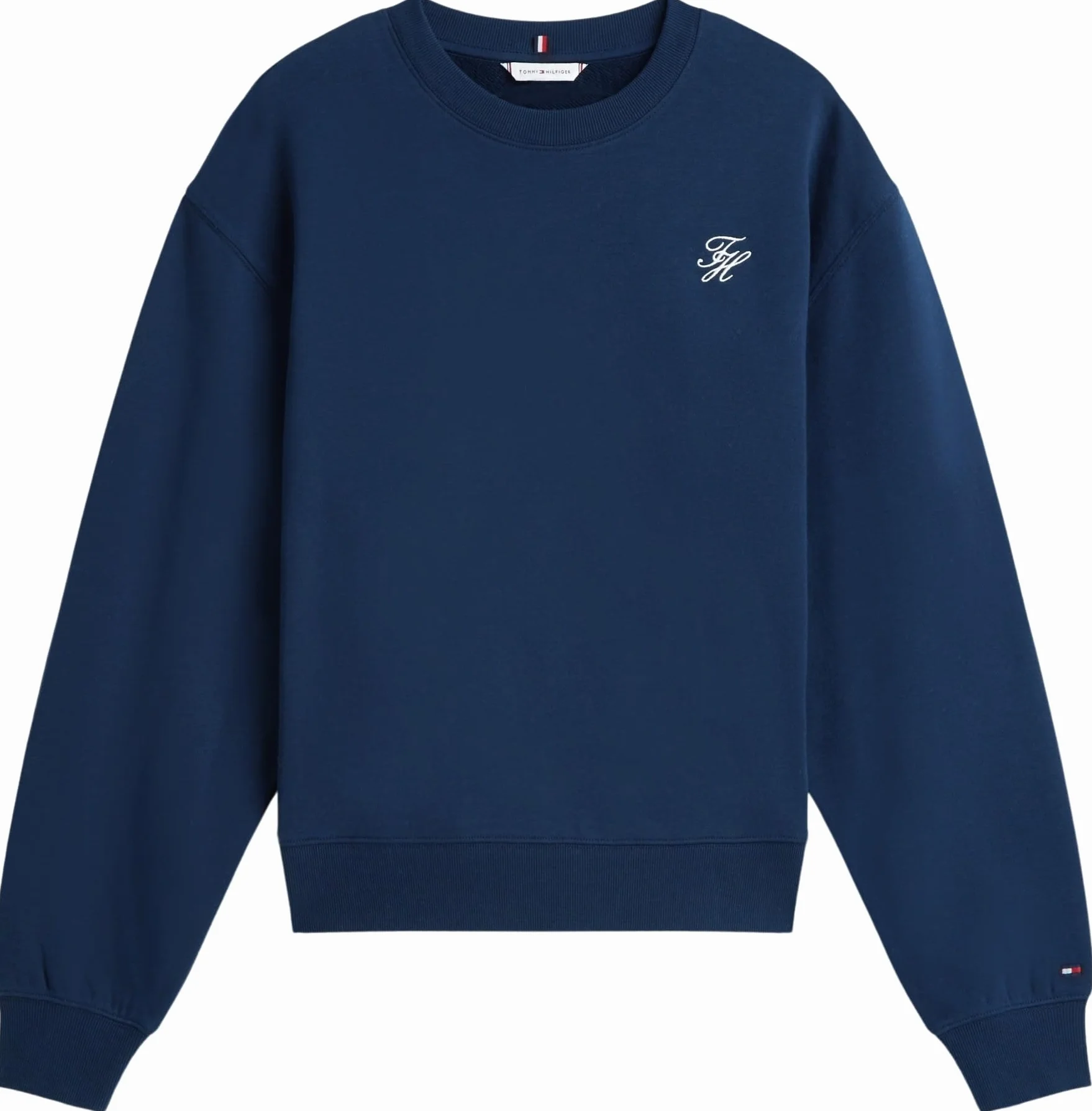 Tommy Hilfiger Damska bluza TH SCRIPT REG TERRY SWTSHRT WW0WW49418, BLUE (Dark Night Navy), M, Niebieski (Dark Night Navy), M