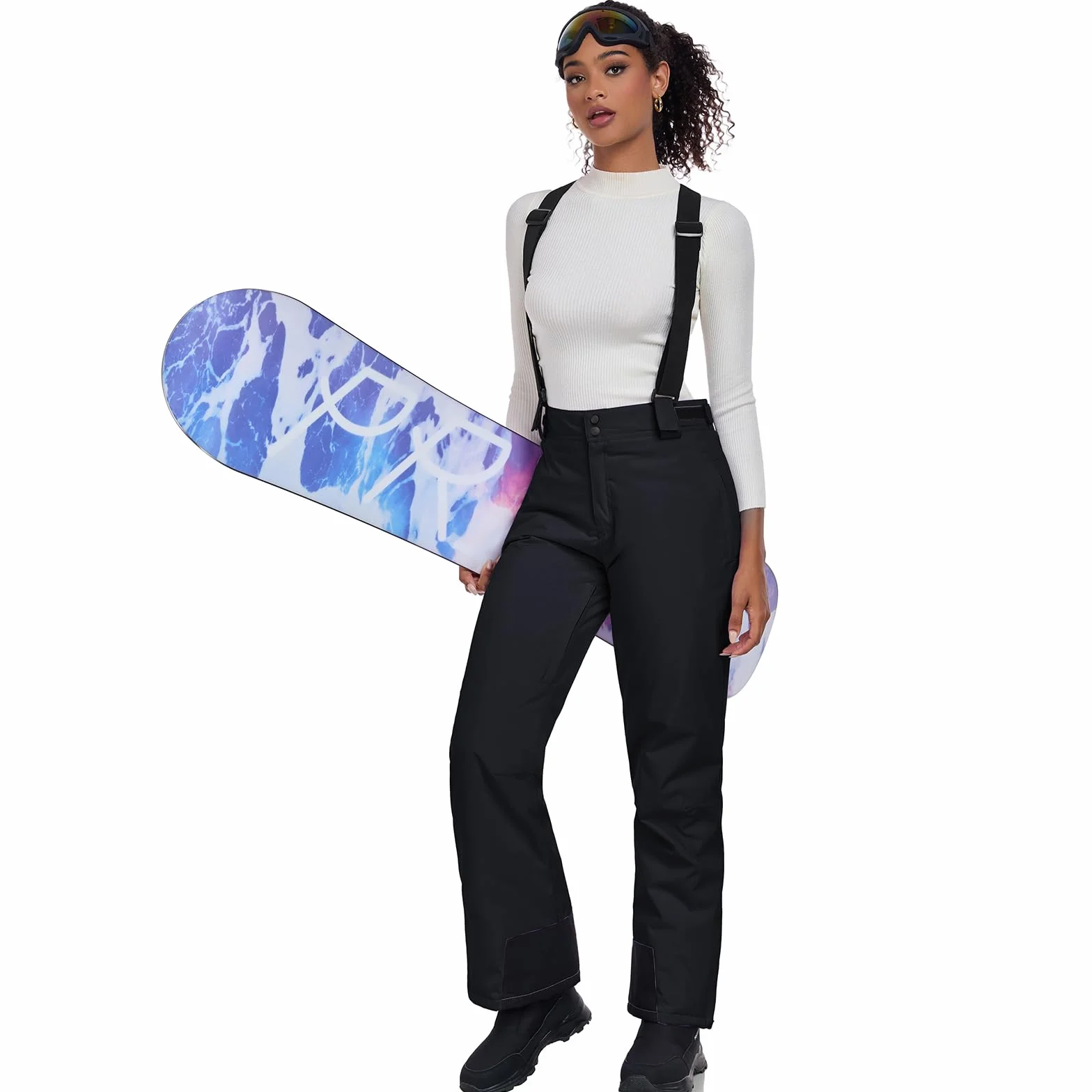 HOTIAN damskie spodnie narciarskie, spodnie snowboardowe, zimowe, ciepłe, wodoodporne, wiatroszczelne, odpinane, do biegania na nartach, termiczne, do wędrówek