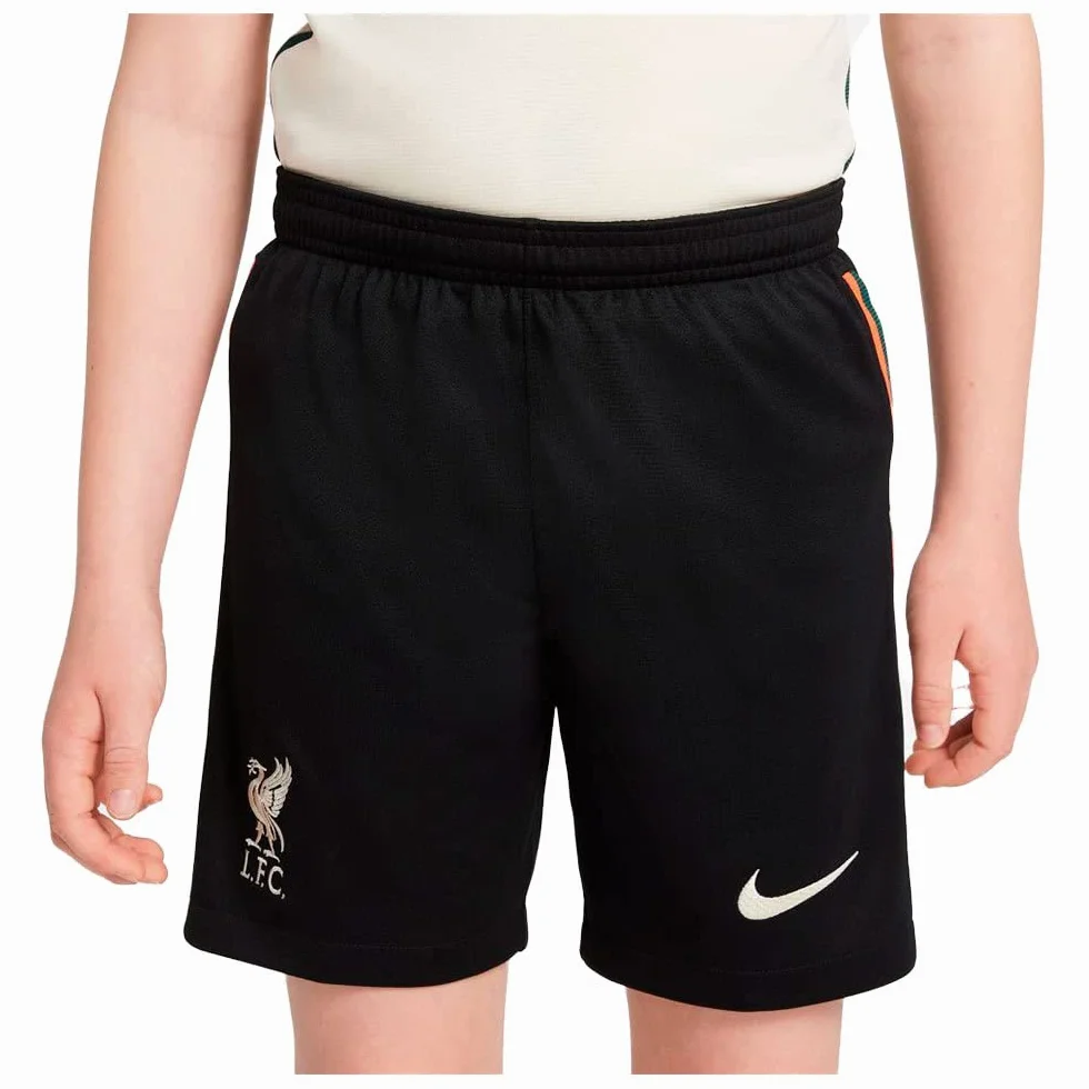 Nike Liverpool, krótkie spodenki dziecięce, uniseks, sezon 2021/22, sprzęt do zabawy, krótkie spodenki Away