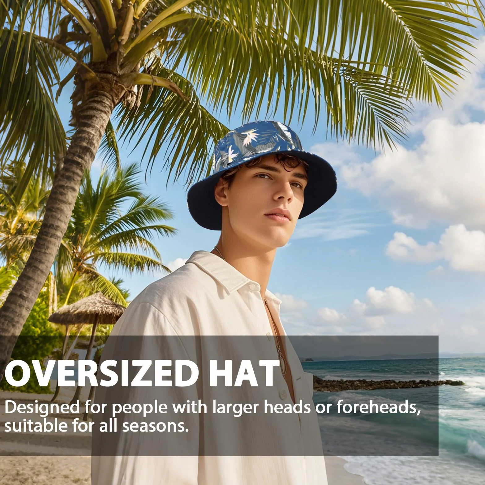 XX-duży dwustronny kapelusz typu bucket unisex, modny nadruk duży rozmiar bawełniany letni kapelusz przeciwsłoneczny kapelusz wędkarski, ochrona przed promieniowaniem UV, lekka czapka plażowa