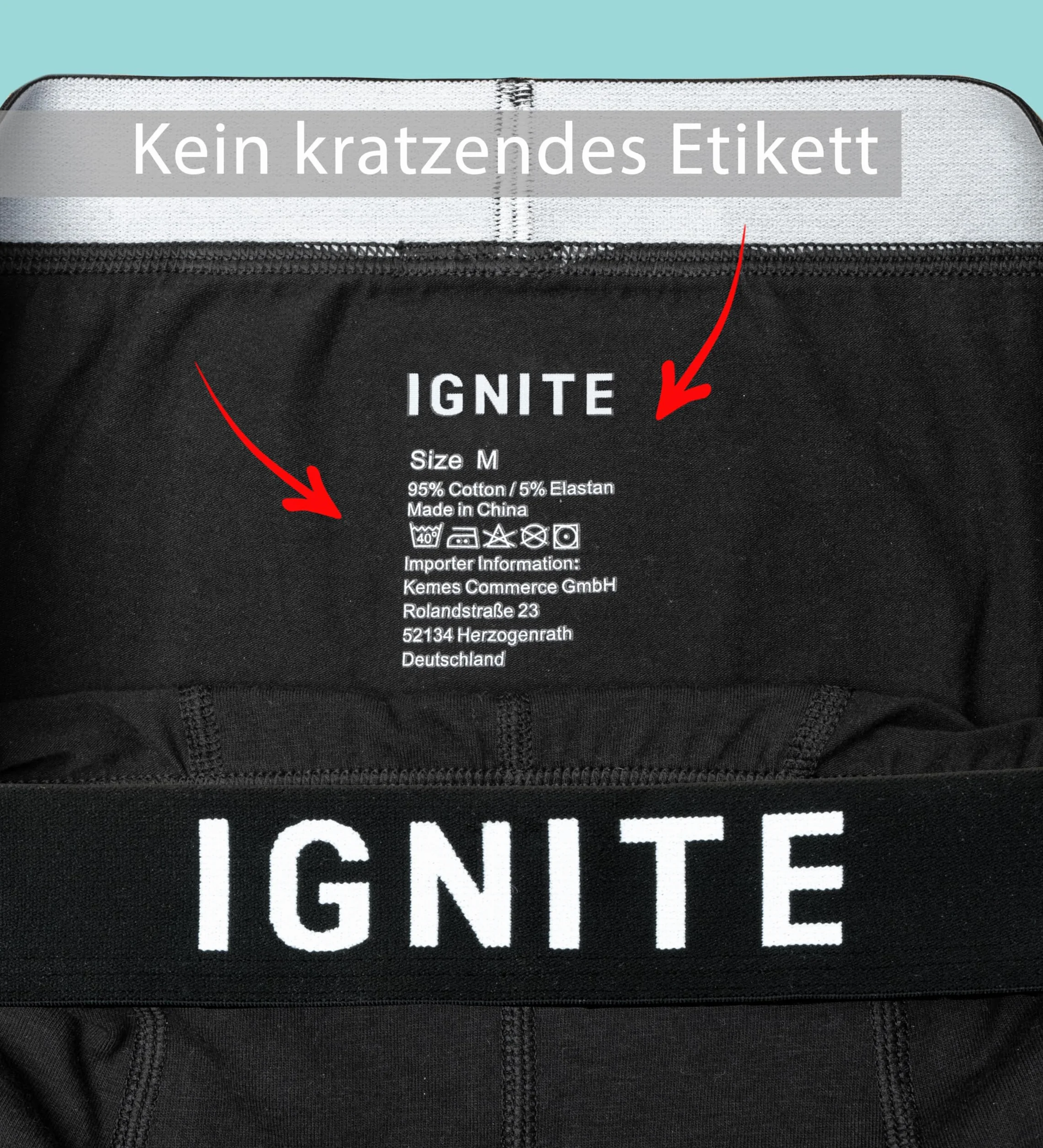 Ignite Bokserki męskie, bawełniane, 6 par, bielizna męska, oddychająca, bez drapiących metek