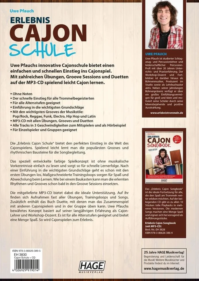 Erlebnis Cajon Schule (mit MP3-CD): Der schnelle und einfache Einstieg ins Cajonspiel!Ohne Vorkenntnisse tolle Grooves spielen - Fu¨r alle Altersstufen!