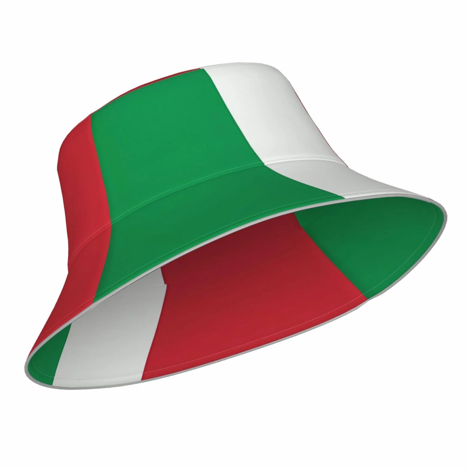 Flaga Włoch Odblaskowy kapelusz typu bucket dla mężczyzn i kobiet czapka rybacka unisex na co dzień świecąca czapka rave na Halloween dwustronny nadruk czarny
