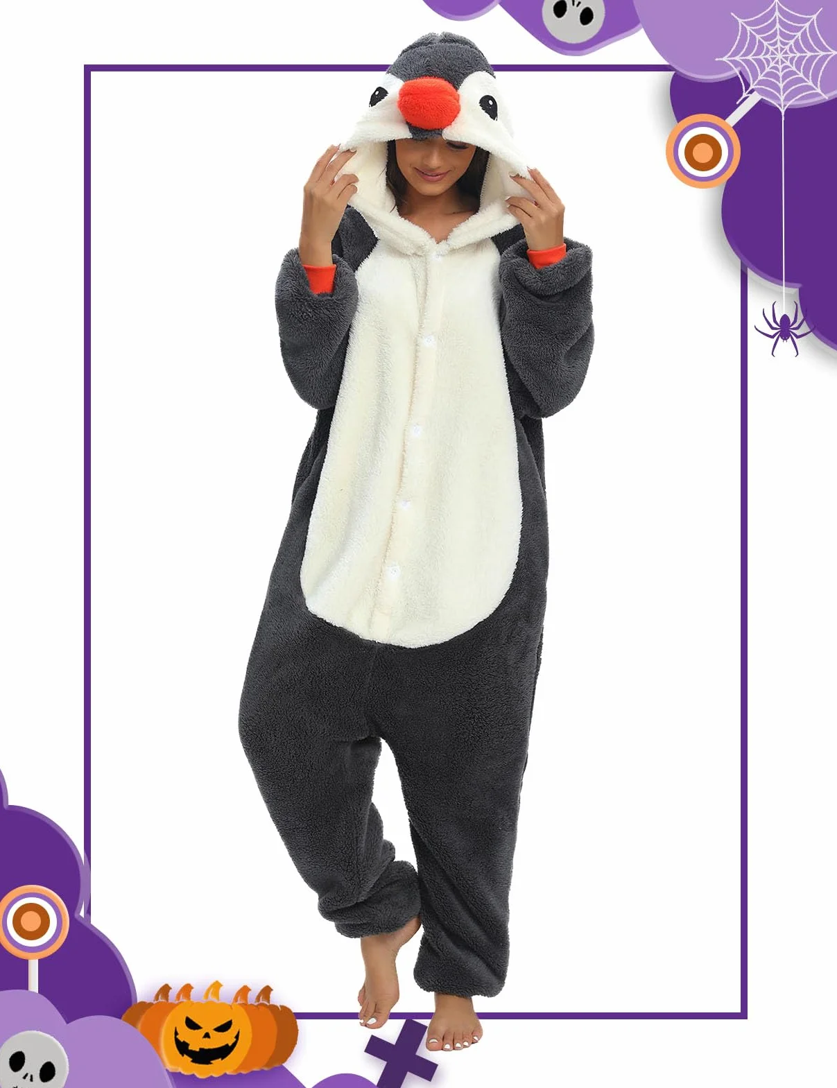 Xinlong Panda kombinezon damski, zwierzęcy, oversize, przytulny, męski, długi z kapturem, unisex, zwierzęce, bielizna nocna, zimowa, pluszowy kombinezon, styl 4, XXL