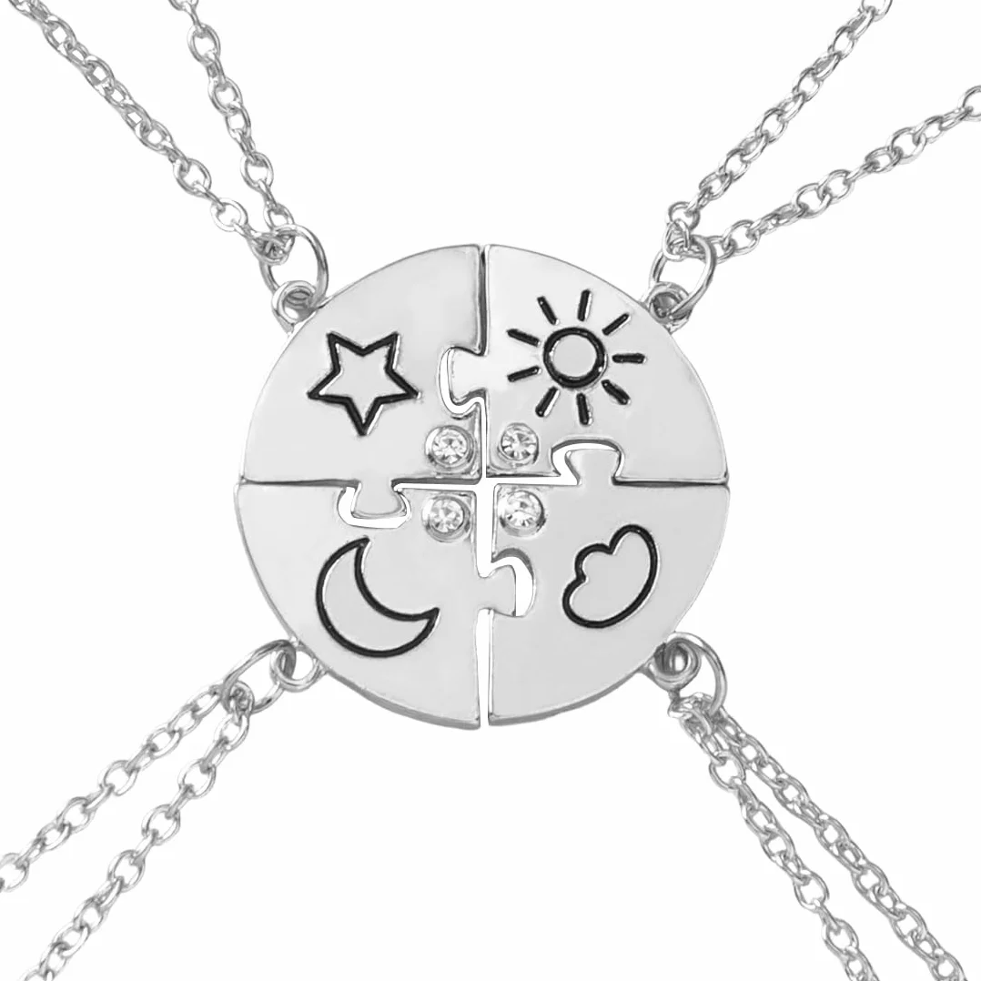 4 x magnetyczny naszyjnik BFF symbol piękna przyjaźń prezent dla najlepszego przyjaciela, naszyjnik dla dziewczynki, naszyjnik przyjaźń, przyjaźń