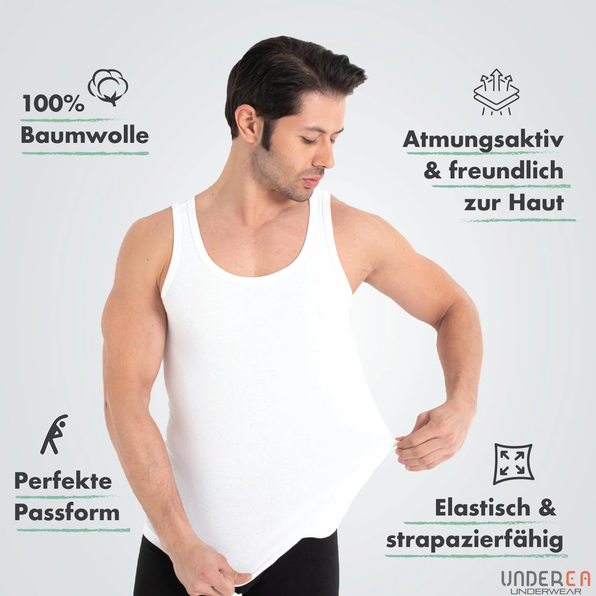 5-pak męski tank top Classic podkoszulek - czesane drobne prążki 100% bawełna