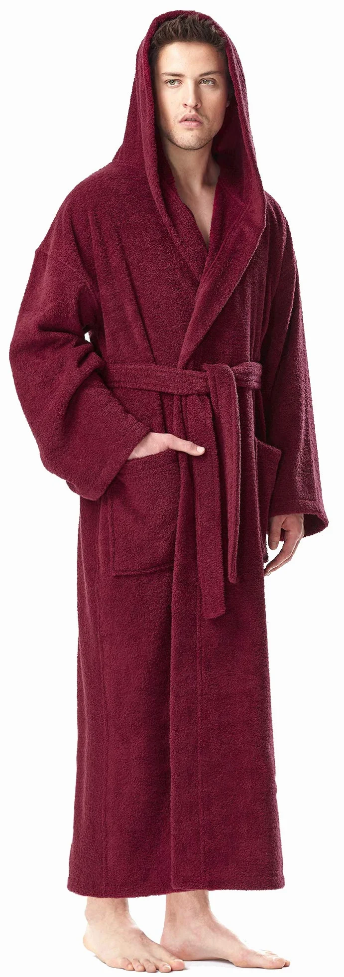 Męski szlafrok z Kapturem | długość do łydek albo kostek | frotte z 100% bawełny | Z certyfikatem OEKO-TEX®