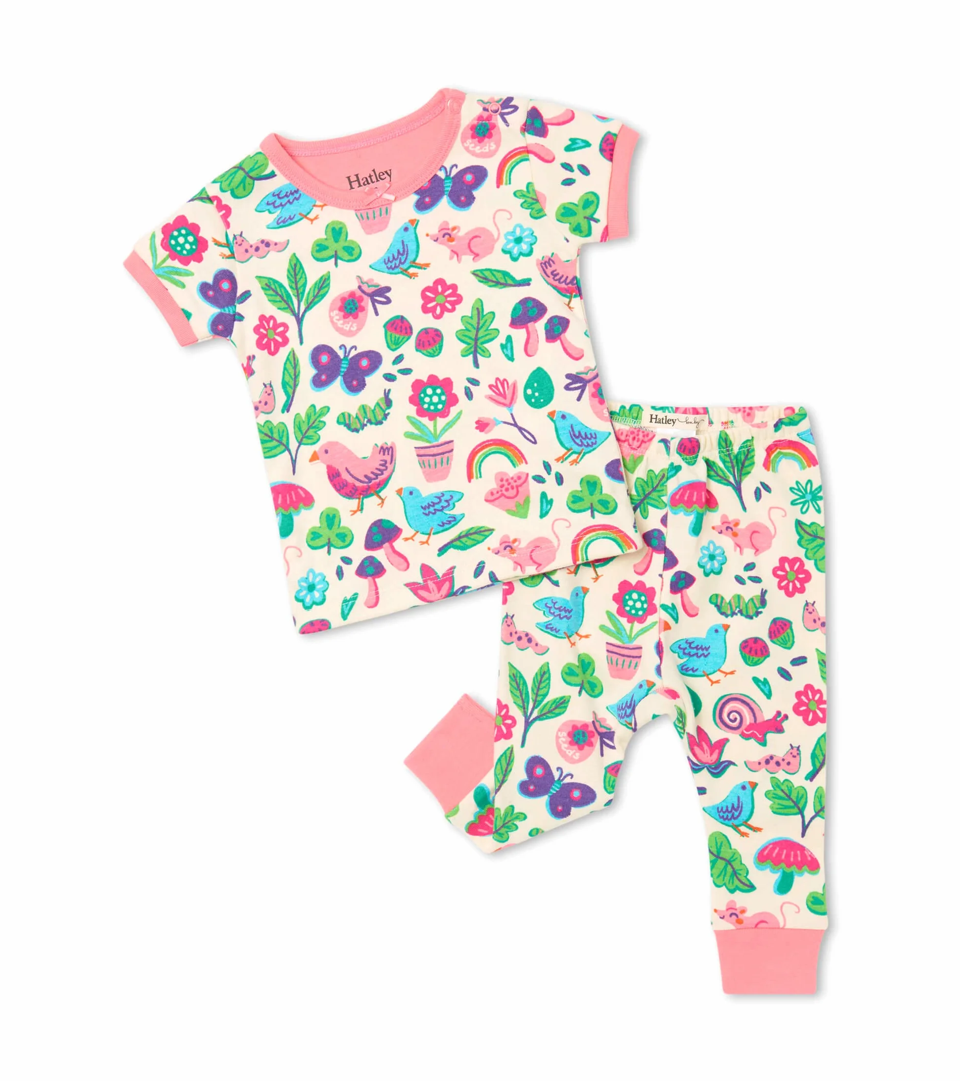 Hatley Spodnie piżamy dla niemowląt i małych dzieci Niemowlęta - dziewczynki Organic Cotton Short Sleeve Pyjama Set