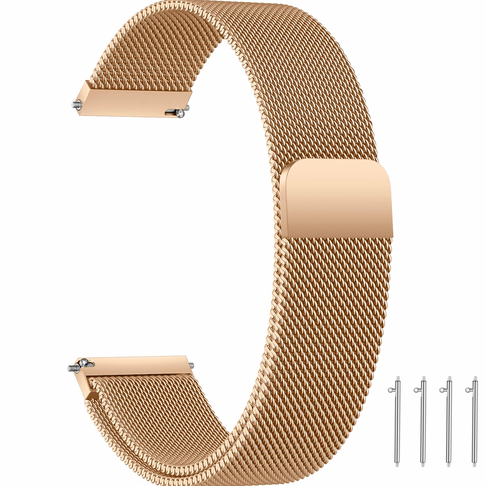 Metalowy pasek do zegarka dla mężczyzn i kobiet, siatka, stal nierdzewna, magnetyczny, regulowany, szybkie odpinanie, 14 mm, 16 mm, 18 mm, 20 mm, 22 mm, 24 mm