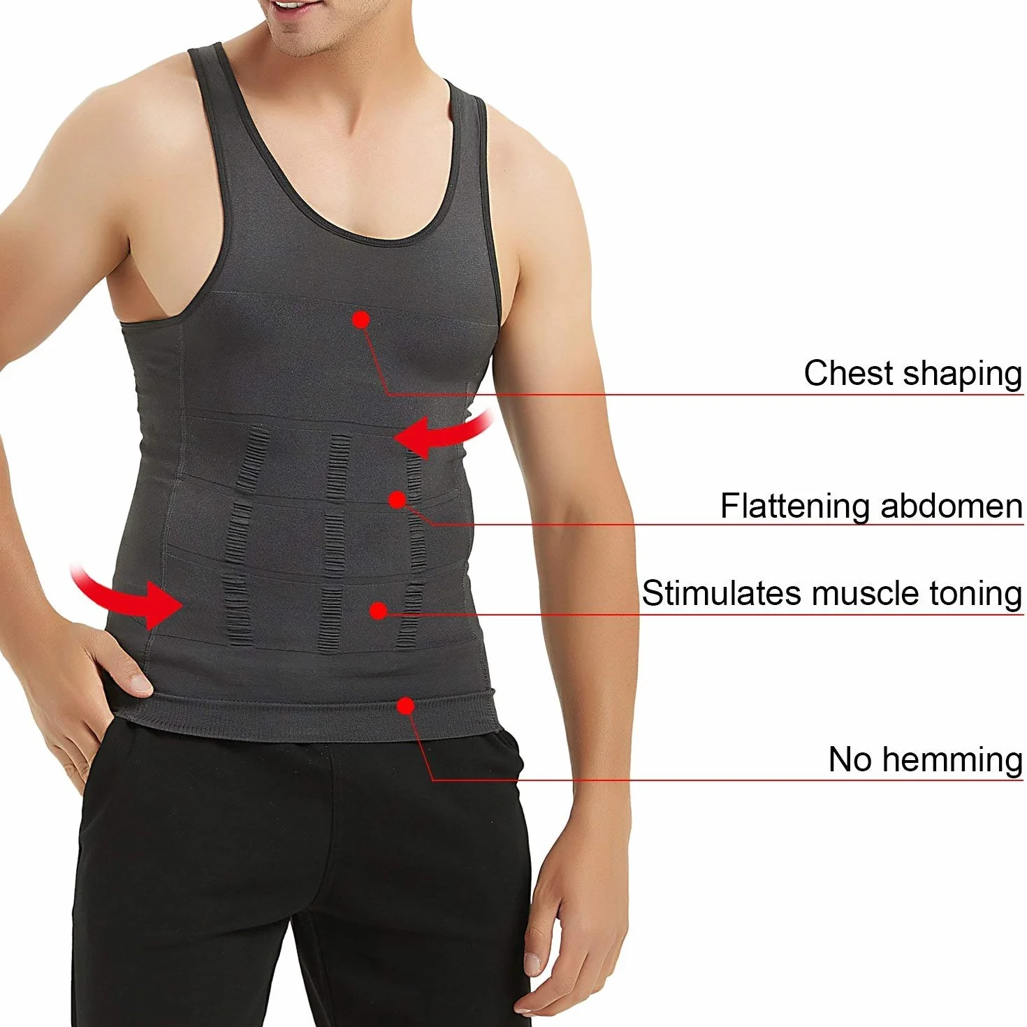 Męski Slimming Body Shaper Vest Shirt, Compression Muscle Tank