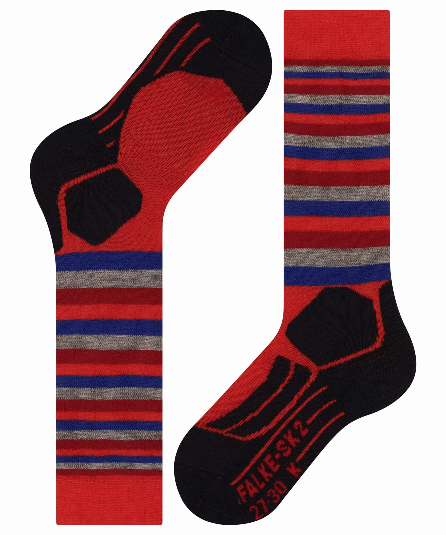FALKE Uniseks - dzieci Skarpety narciarskie SK2 Intermediate Stripes K Kh Wełna ciepłe grube 1 Para, Pomarańczowy Samba Orange 8182, 27-30