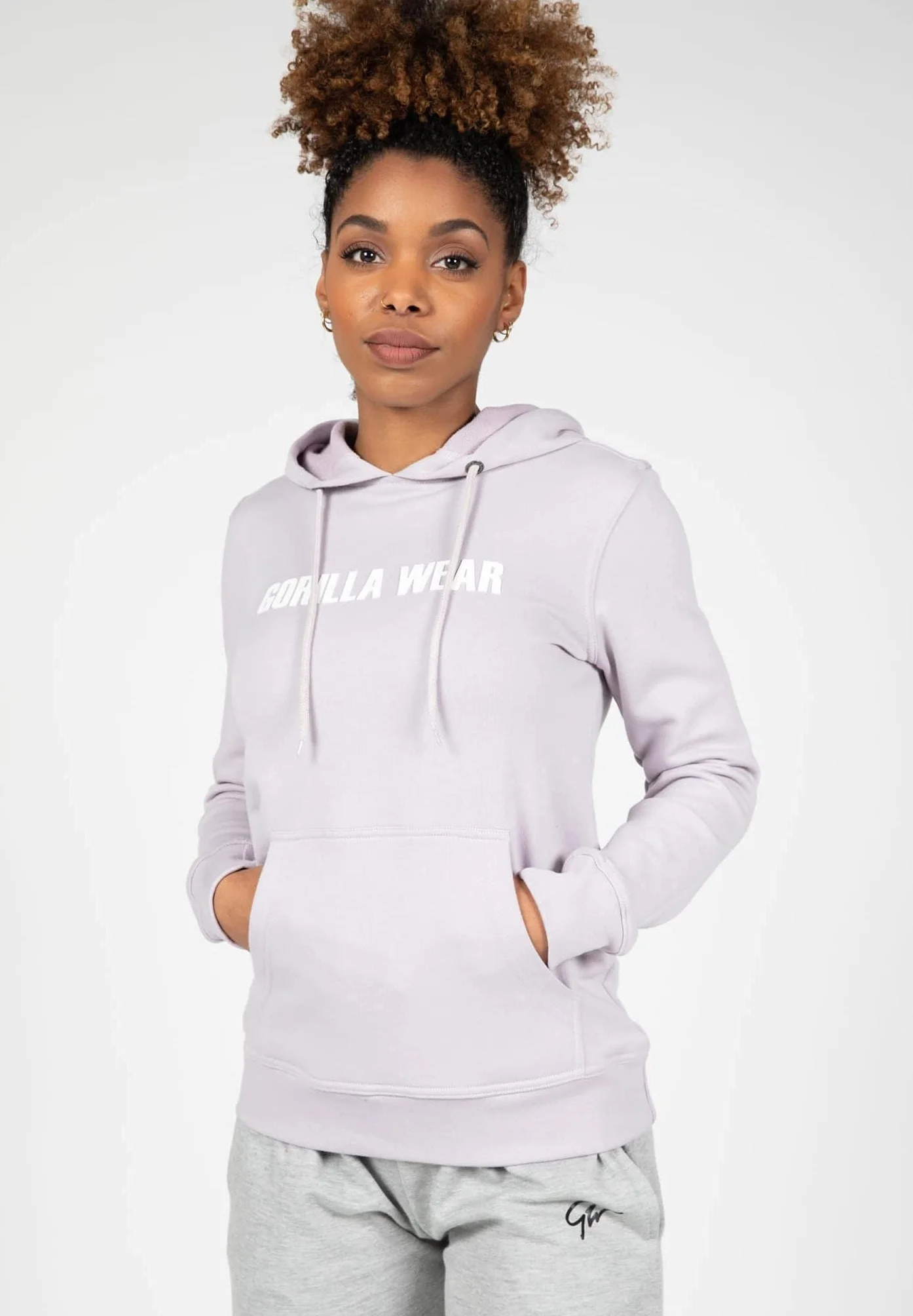 Gorilla Wear - Bluza z kapturem Charlotte – liliowa – bodybuilding sport czas wolny na co dzień, wygodna z nadrukiem logo z bawełny i poliestru optymalna swoboda ruchów