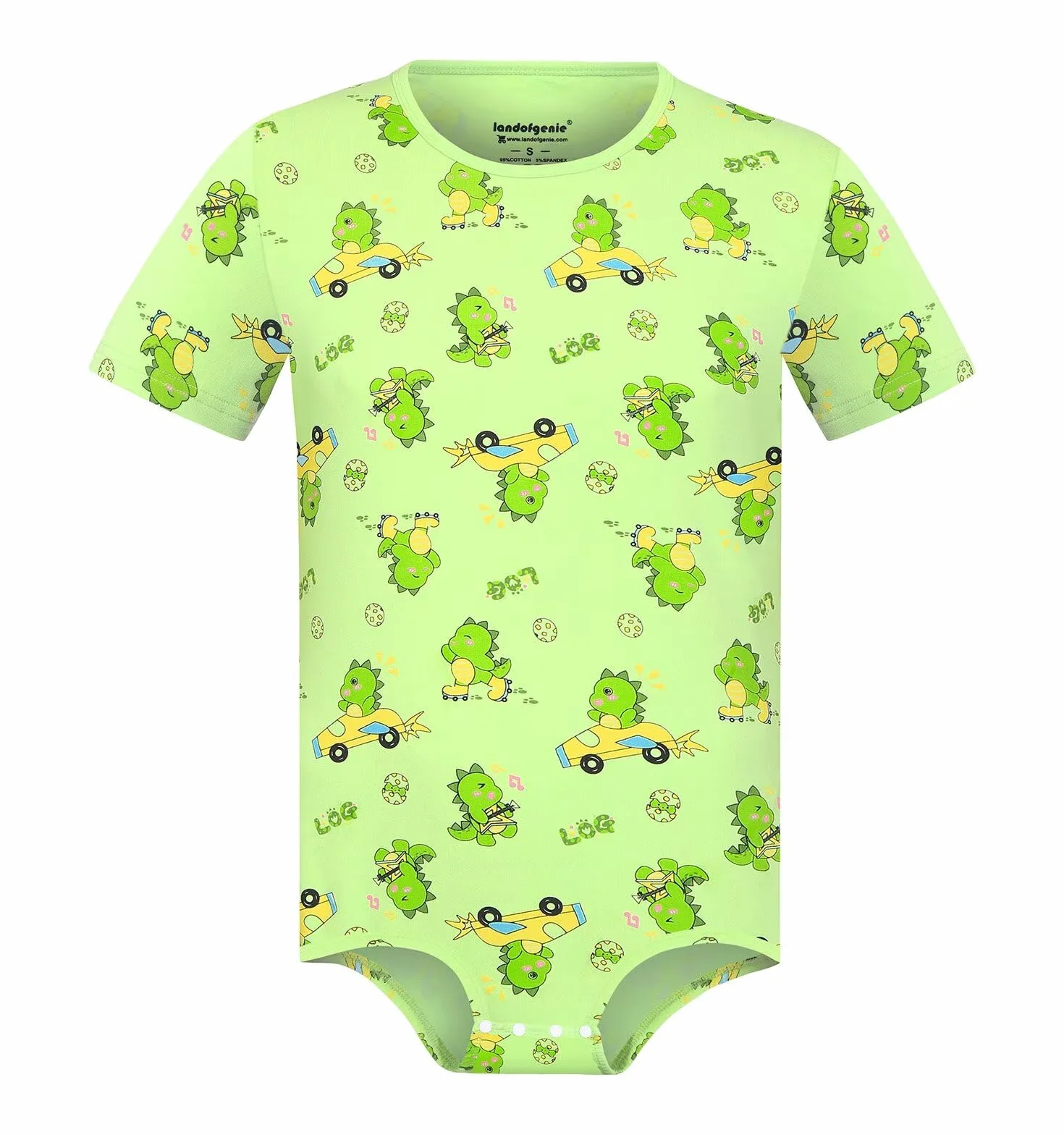 Landofgenie Onesie Mężczyźni Krótki Rękaw Bodysuit One Piece Pidżama Rompers Dinosaur Rudy