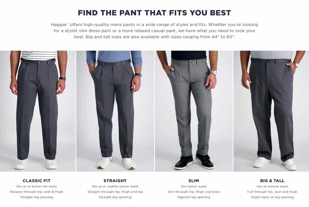 Haggar Premium Comfort Dress Pant - Slim Fit Flat Front Pant - Kalesony Mężczyźni