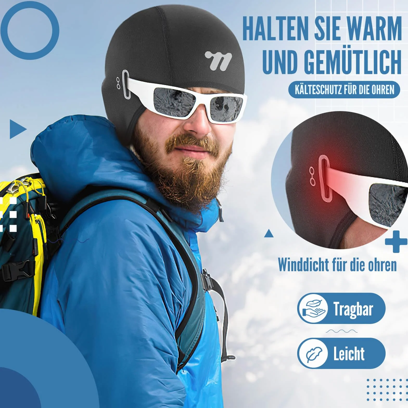 WESTGIRL Czapka rowerowa, czapka pod kask dla mężczyzn i kobiet, ciepła, wiatroszczelna czapka zimowa, czapka sportowa ogrzewacz do biegania, jazdy na rowerze, jazdy na nartach, snowboardzie i motocyklu