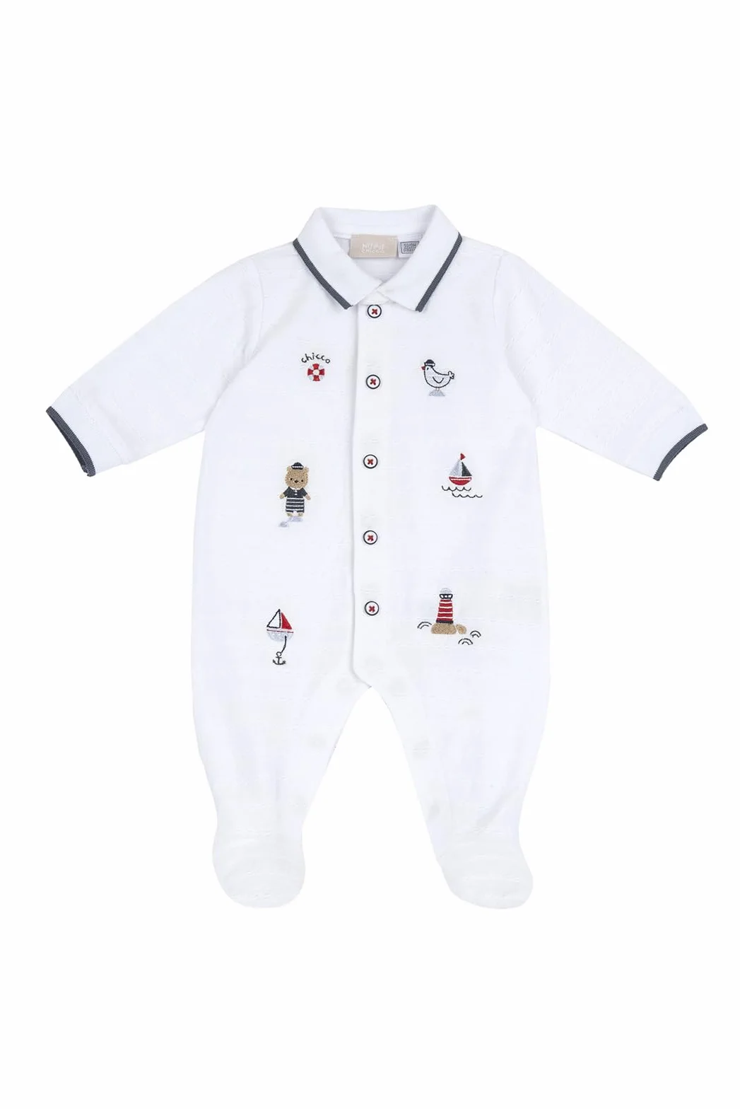 Chicco Bawełniany kombinezon z nóżką dla niemowląt 0-24, biały 02, 9 miesięcy, Biały 02, 9 miesięcy