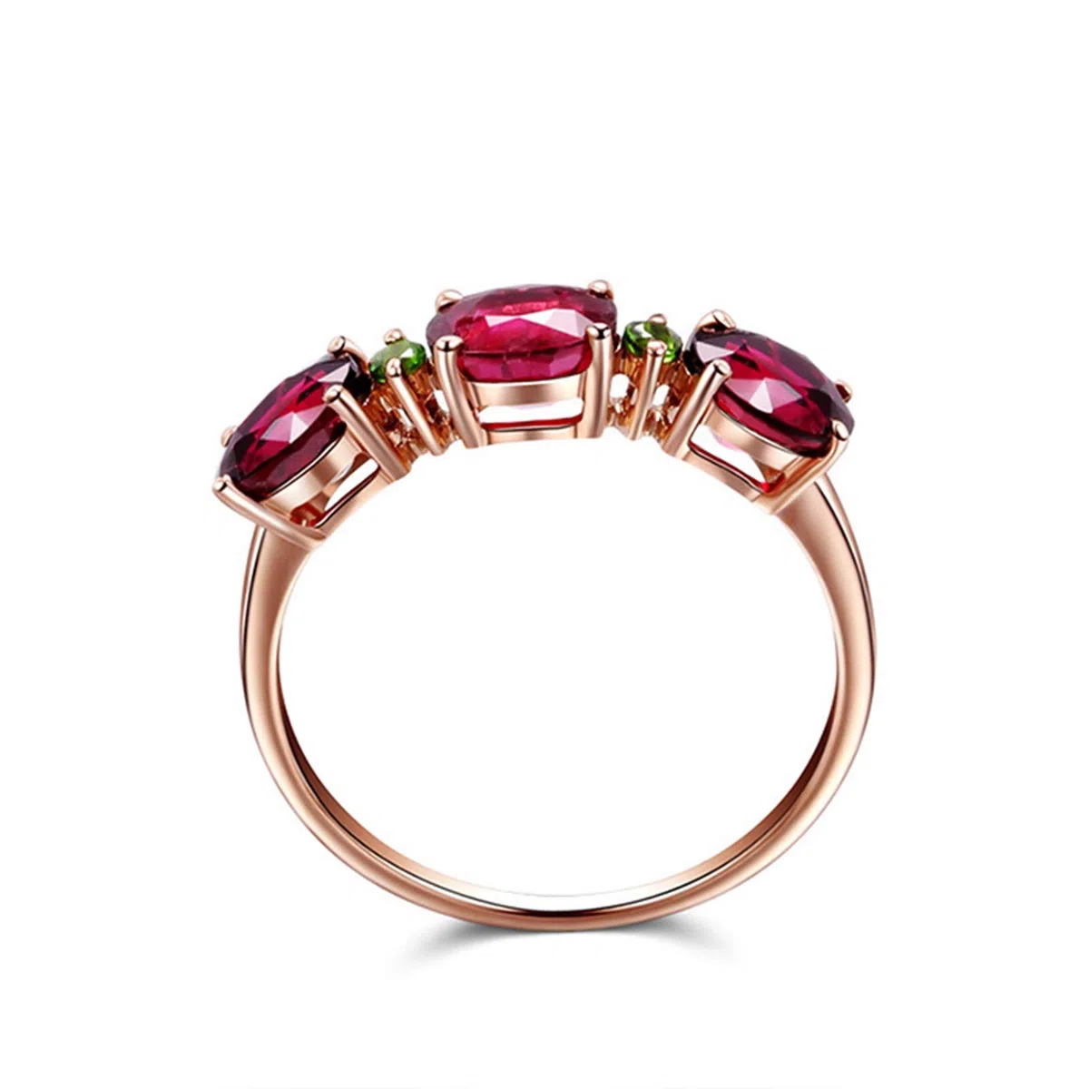 Beydodo Pierścionek damski 750 złoto prawdziwe 3 turmaliny 1,5 ct pierścionek zaręczynowy różowe złoto z diamentem e 18 karatów (750) czerwone złoto, 57 (18.1), colore: różowy (Rosegold), cod. TLLWGZ5633