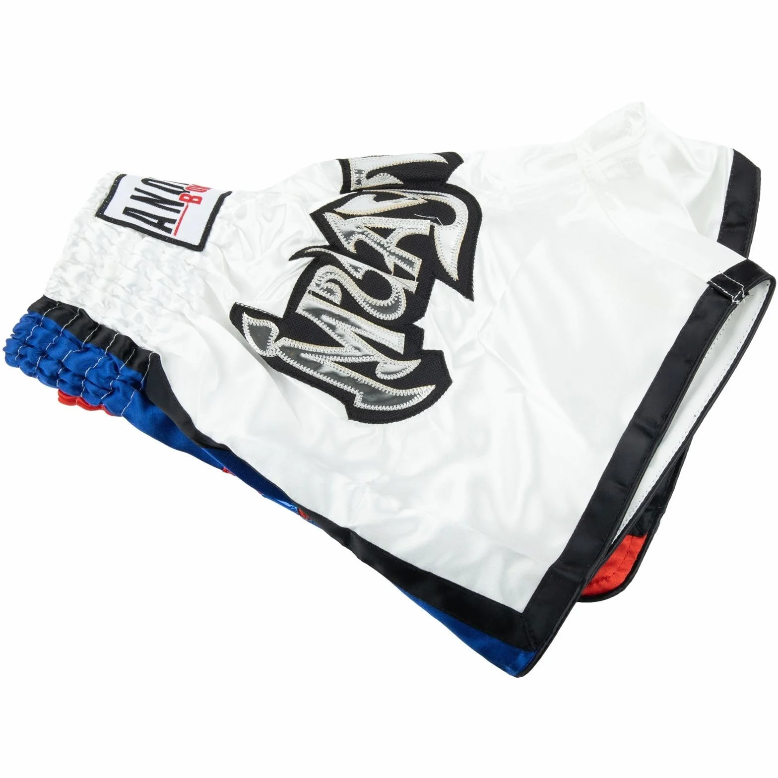 Zilimontt Unisex Muay Thai spodenki walki, sportowe spodenki z nadrukiem, do boksu muay thai, MMA, kickboxingu, spodenki MMA, odzież, klatka treningowa, walka, grappling, wojenne, M białe