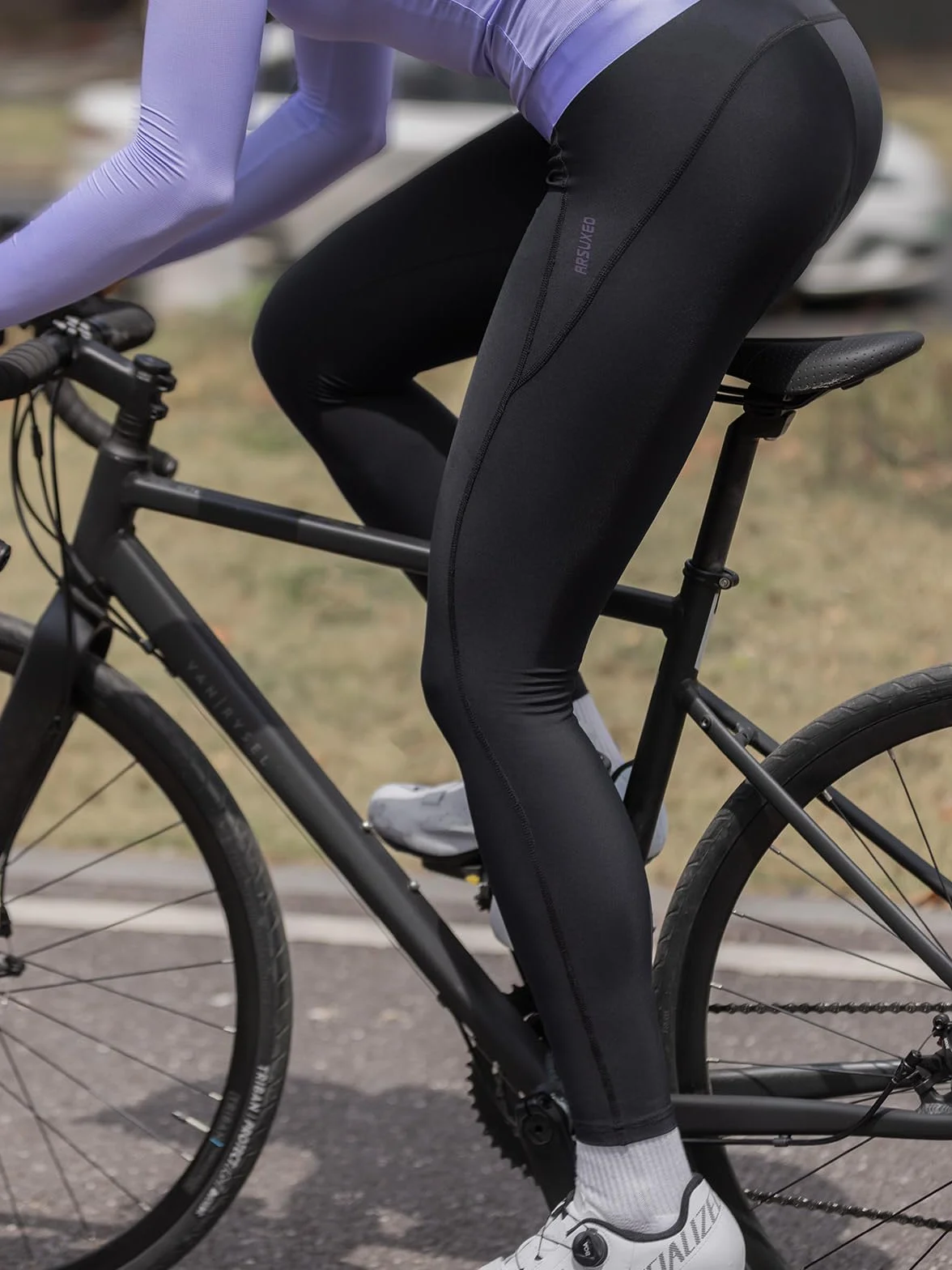 ARSUXEO Damskie spodnie rowerowe, wyściełane, długie, z wkładką do jazdy na rowerze