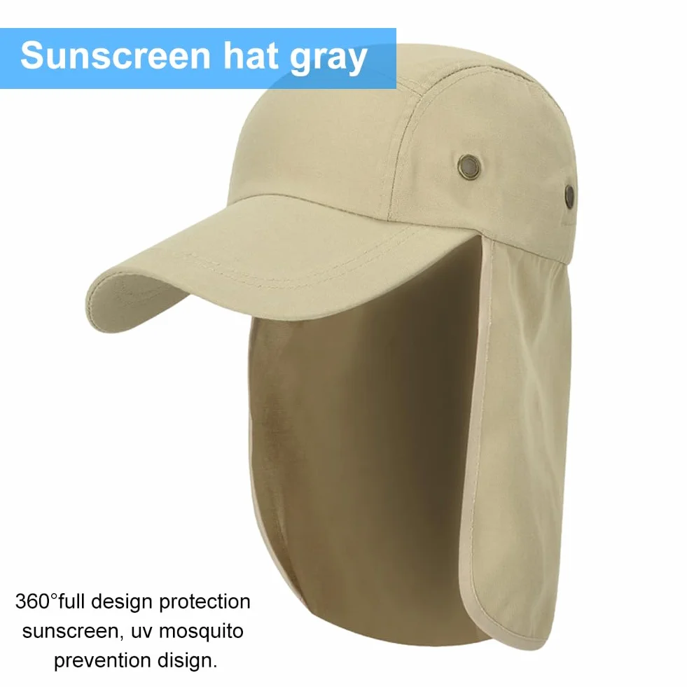 SEMINISMAR Czapka z ochroną karku, ochrona przed promieniowaniem UV, czapka z ochroną karku, czapka z ochroną karku, męska czapka z ochroną karku, kaki