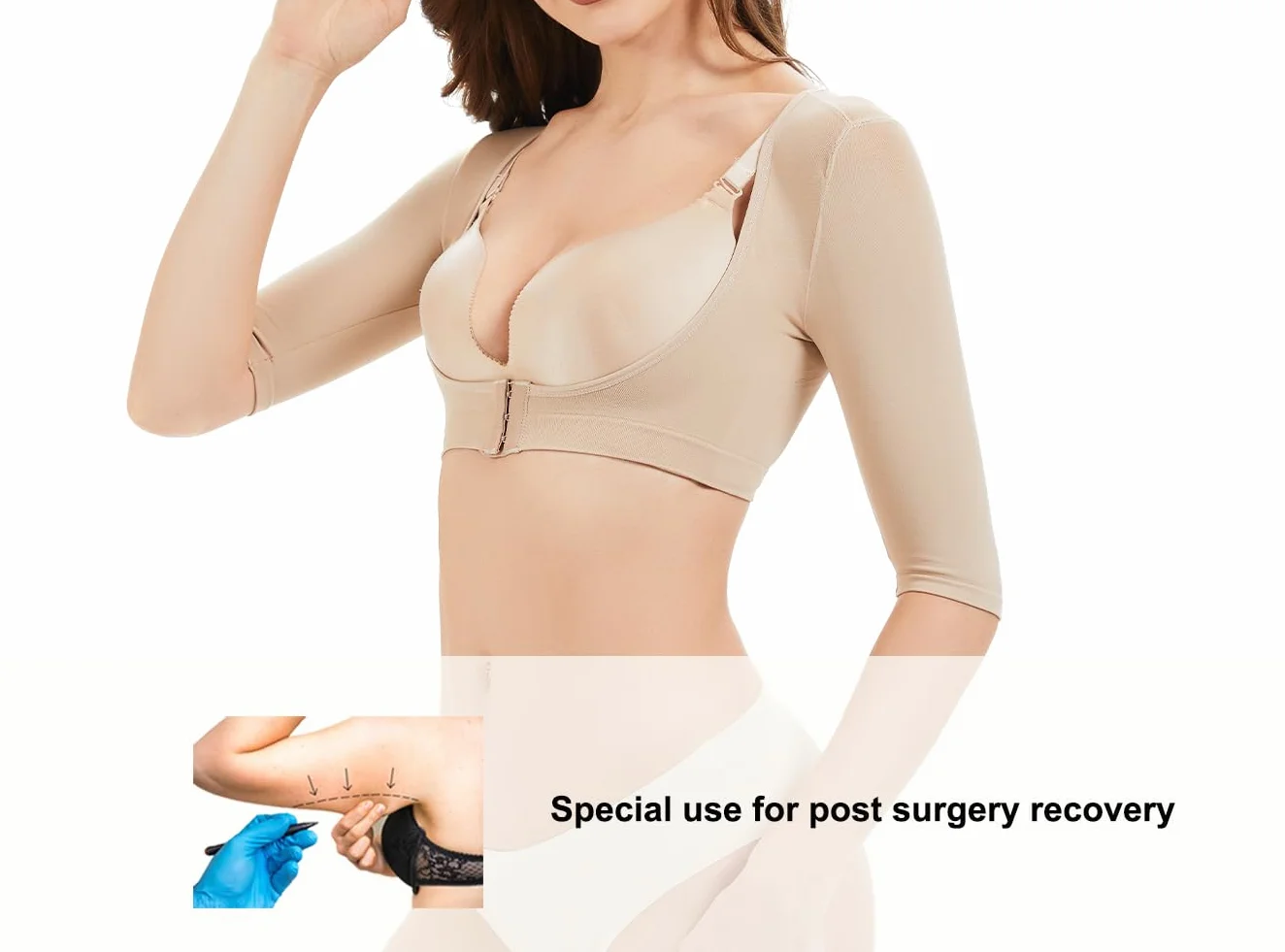 KSKshape Kształtownik ramion dla kobiet rękawy kompresyjne na ramiona pooperacyjne rękawy wyszczuplające korektor postawy topy bielizna modelująca, L