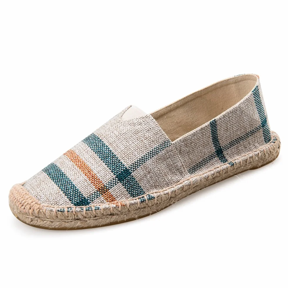 Alexis Leroy Wzór karo męski espadryle, beżowy - beżowy - 43 EU