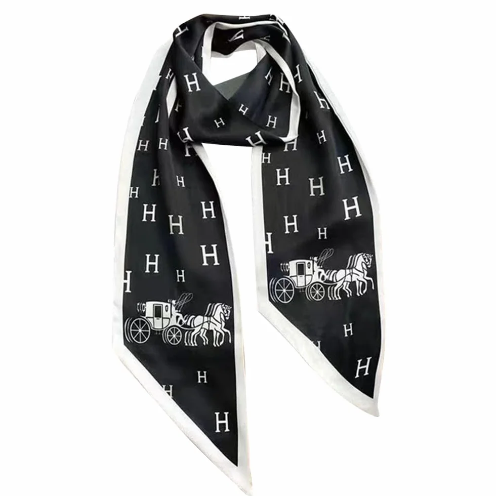 Reprodukcja jedwabnego szalika z monogramem, opaska na czoło, koński ogon, jedwabny szal, pasek do owijania łuku (SJ-changtiao-89, 150 cm x 15 cm), Sj-changtiao-89, 150cm*15cm