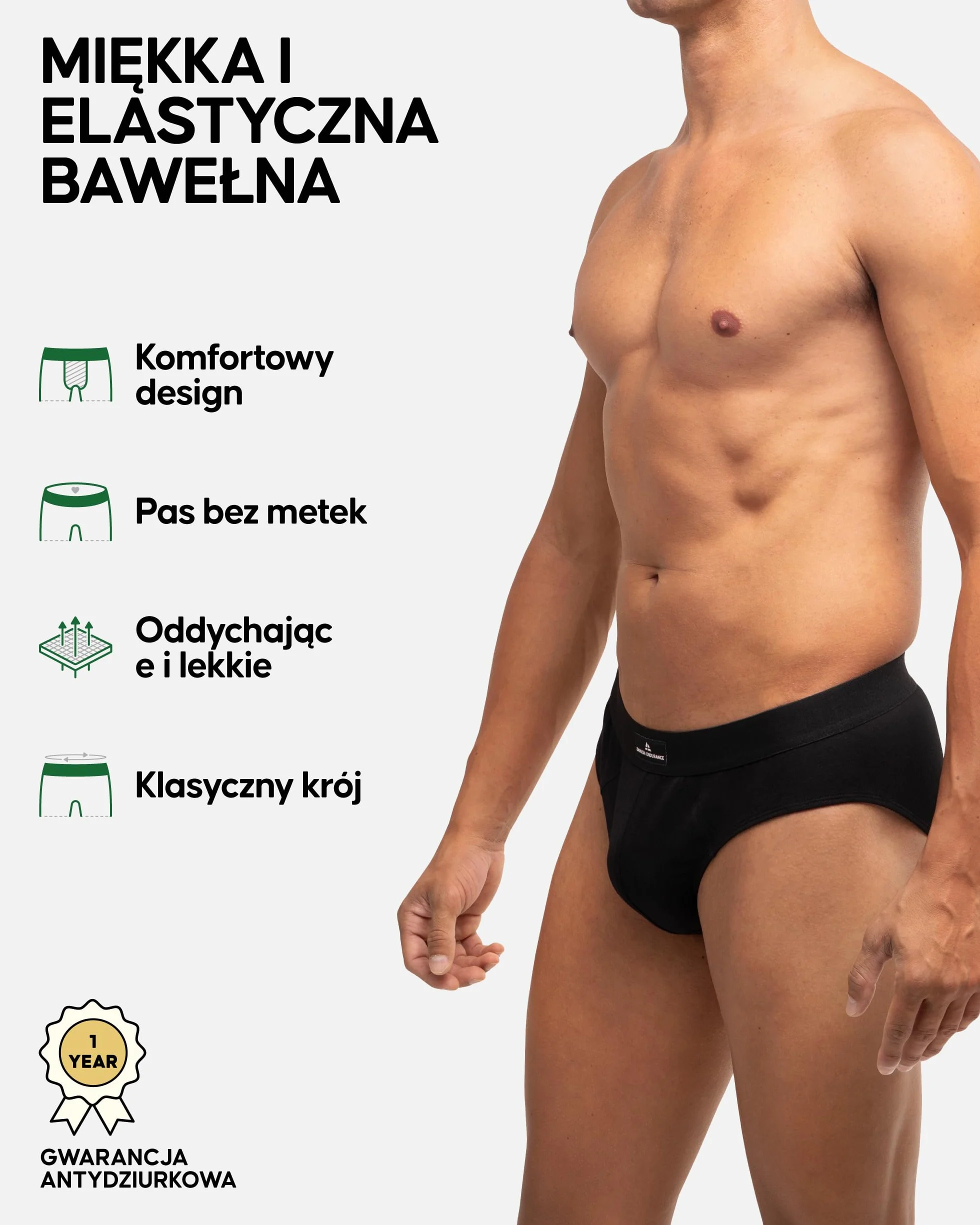 DANISH ENDURANCE Slipy Męskie Wielopak, Miękkie Bawełniane Slipy, Klasyczna Męska Bielizna, Rozciągliwe, Wygodne Slipy, Bez Metek, 3-Pak