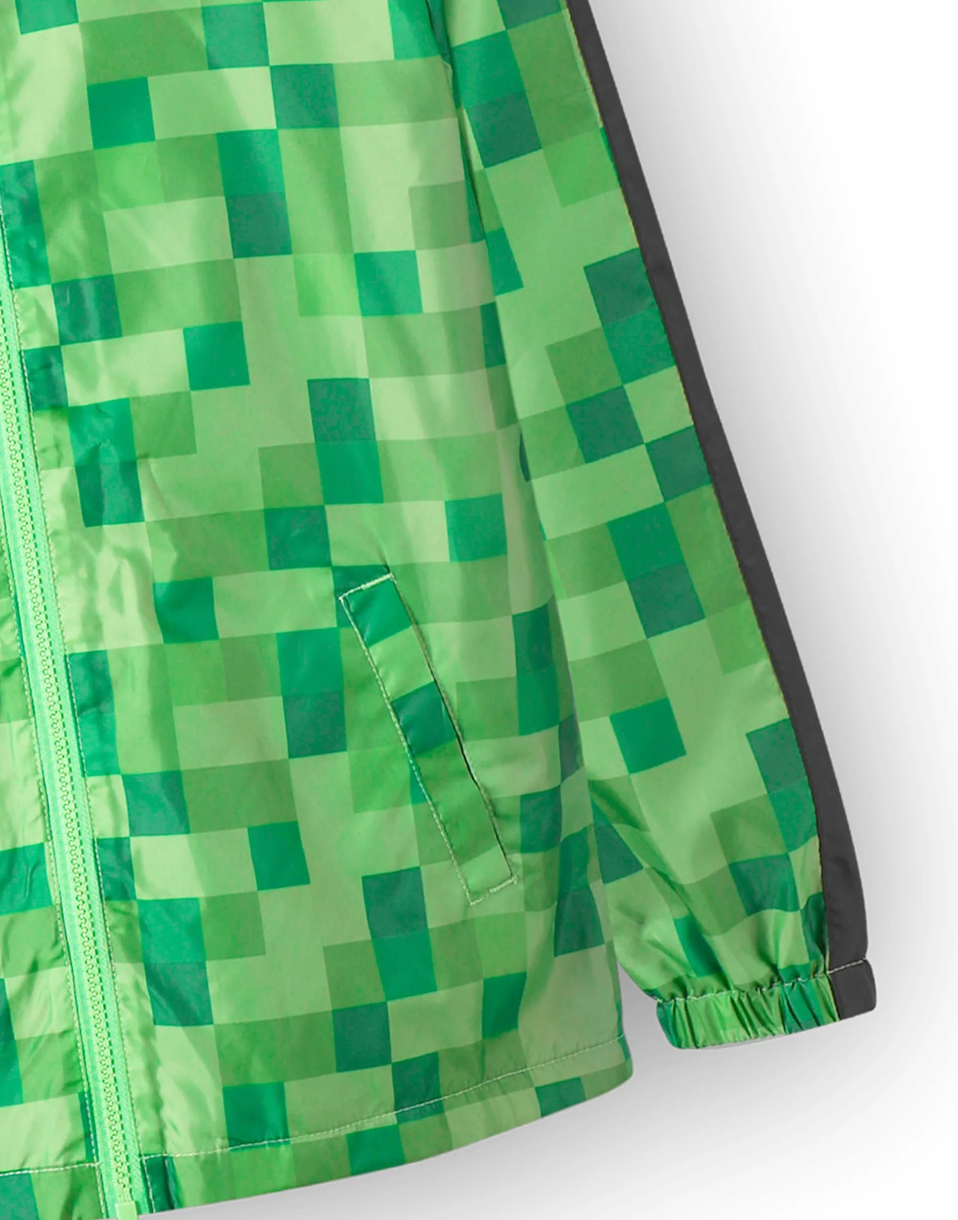Minecraft Boys kurtka wodoodporna bluza z kapturem Creeper Fleece obszyty płaszcz przeciwdeszczowy