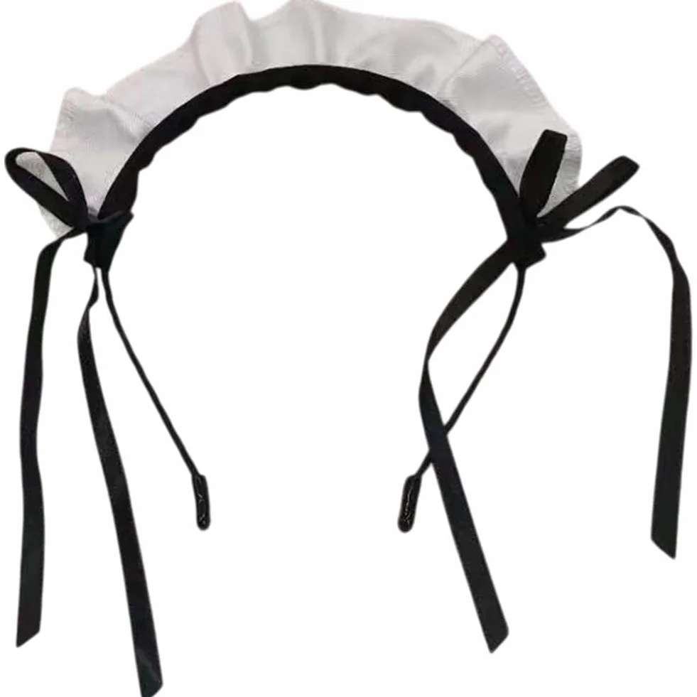 Kokardka pokojówka opaska do włosów z falbanami opaska na głowę anime cosplay nakrycie głowy na Halloween walentynki przyjęcie dekoracja