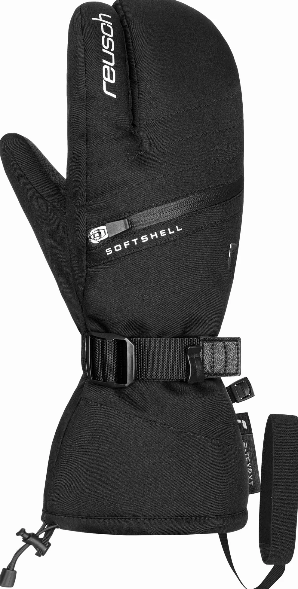 Reusch Demi R-TEX® XT Lobster ciepłe, wodoodporne, wiatroszczelne i oddychające rękawiczki zimowe z 3 palcami, rękawice narciarskie, dla kobiet, 7,5, czarno-srebrne
