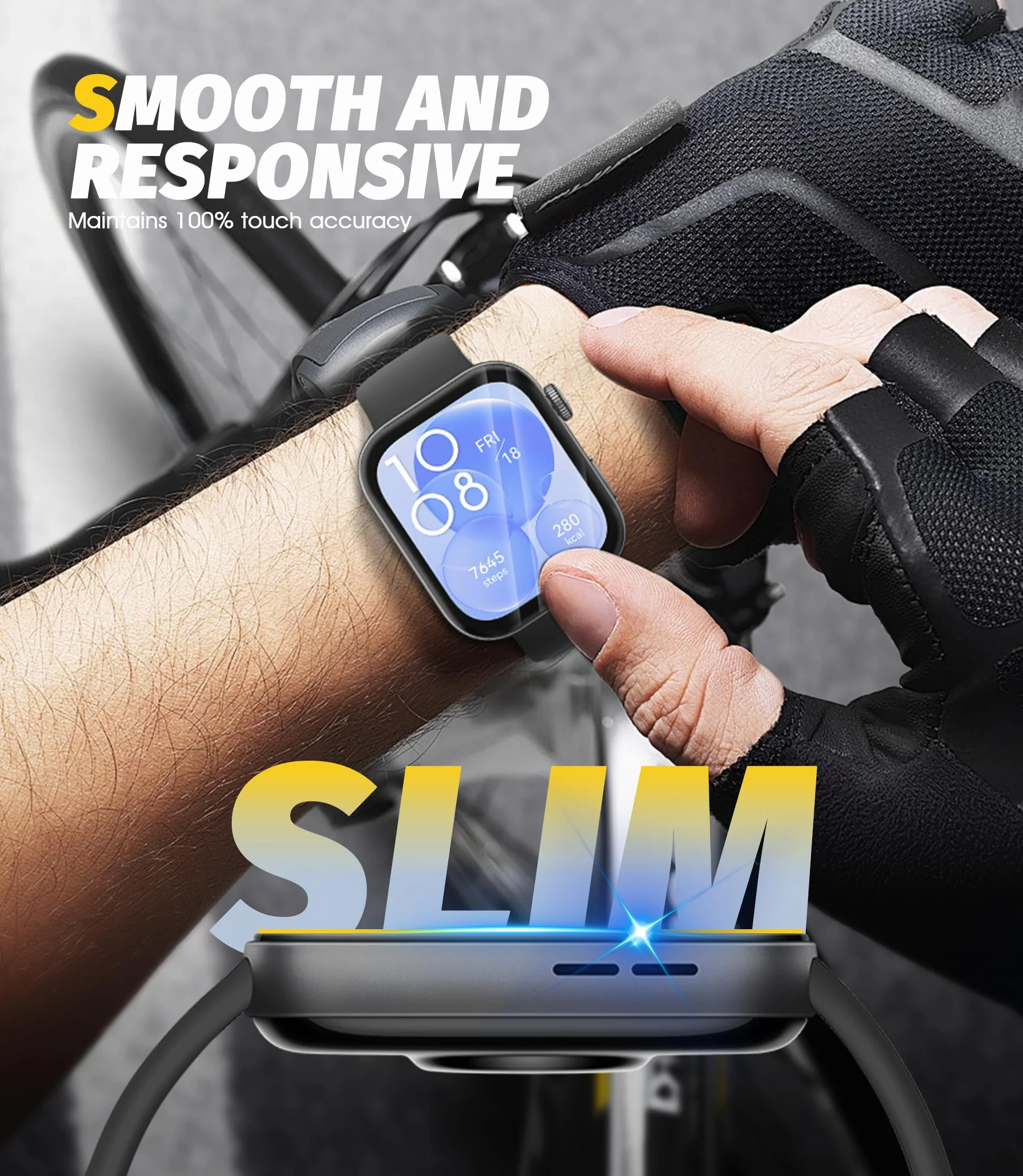 NEWZEROL 4-częściowa osłona ekranu kompatybilna z Huawei Watch Fit 3 z ramą montażową, [pełne pokrycie] PMMA i PC (bez szkła) Ultra cienka osłona ekranu odporna na zarysowania HD