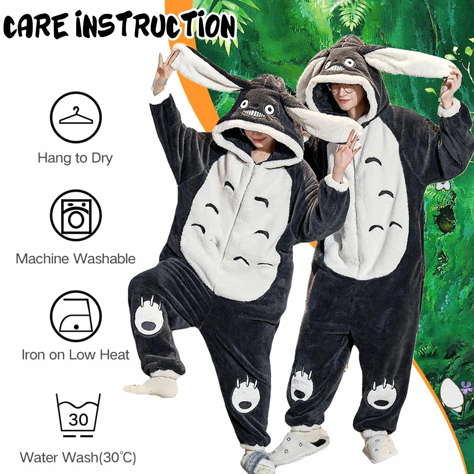 HULG Jednoczęściowy kostium dla dorosłych, kostium zwierzęcy, unisex, pluszowy, Halloween, cosplay, piżama, impreza, jednoczęściowa bielizna nocna