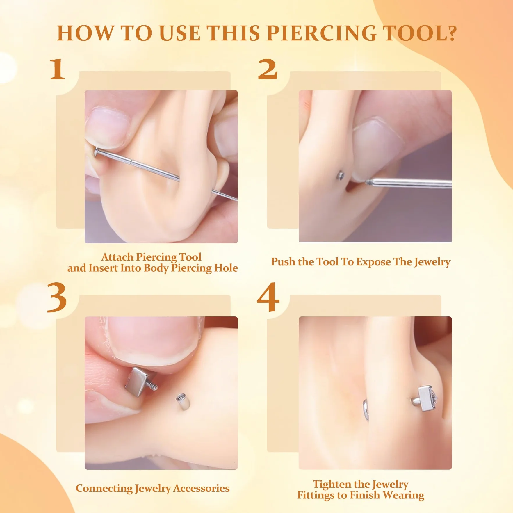 MODRSA Piercing-Taper Piercing-Ball Grabber Narzędzie do zmiany: Nos, wargi, Tragus, Piercing do zmiany biżuterii, 16, 18, 20G