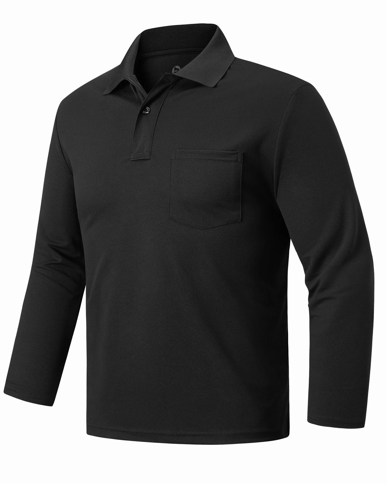 Outdoor Ventures Męska koszulka polo z długim rękawem, UPF50+, ochrona przed słońcem, ochrona przed promieniowaniem UV, koszulka polo dla mężczyzn, lekka, oddychająca koszulka polo, top do tenisa