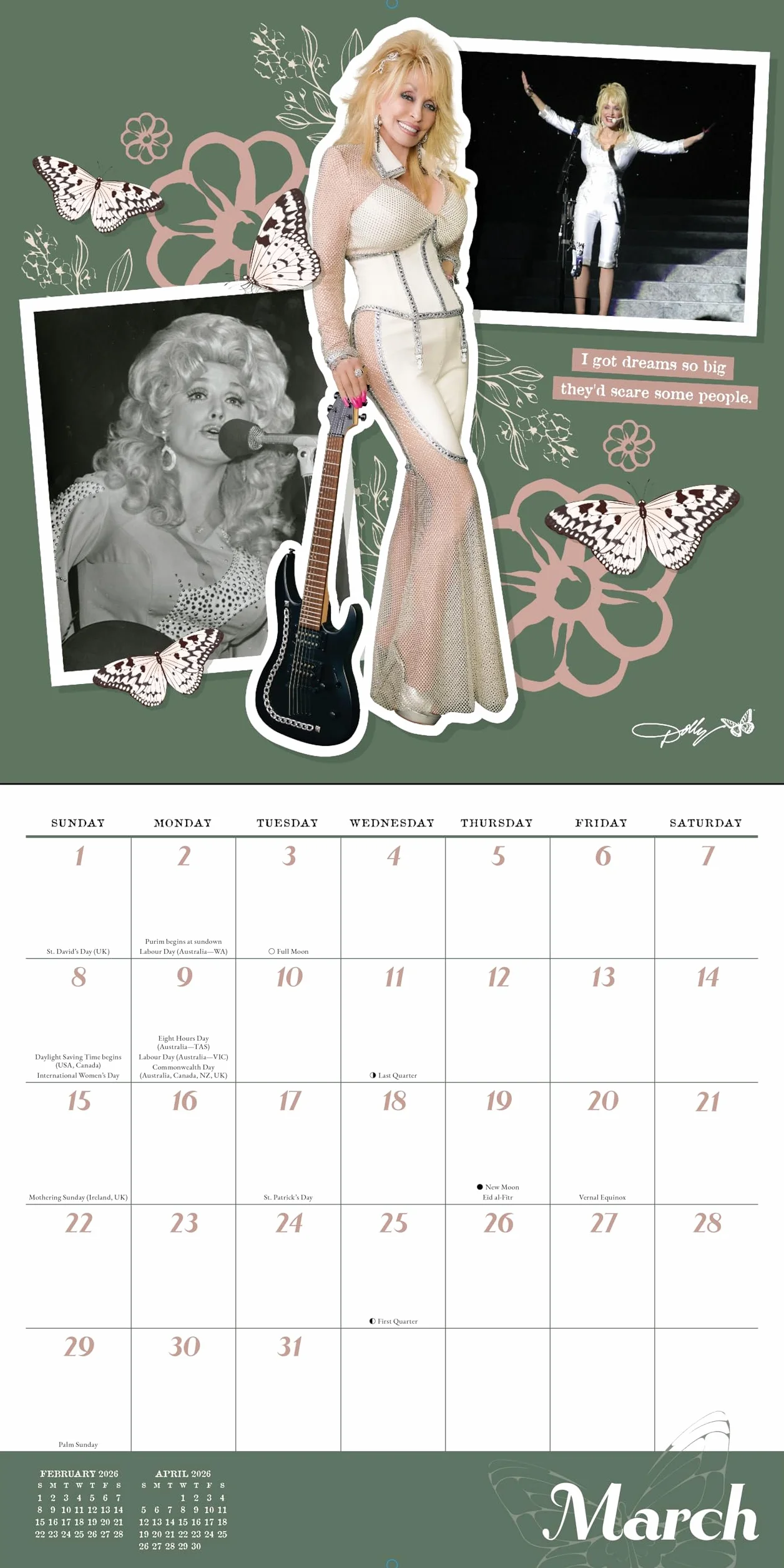 Dolly Parton 2026 Wall Calendar
