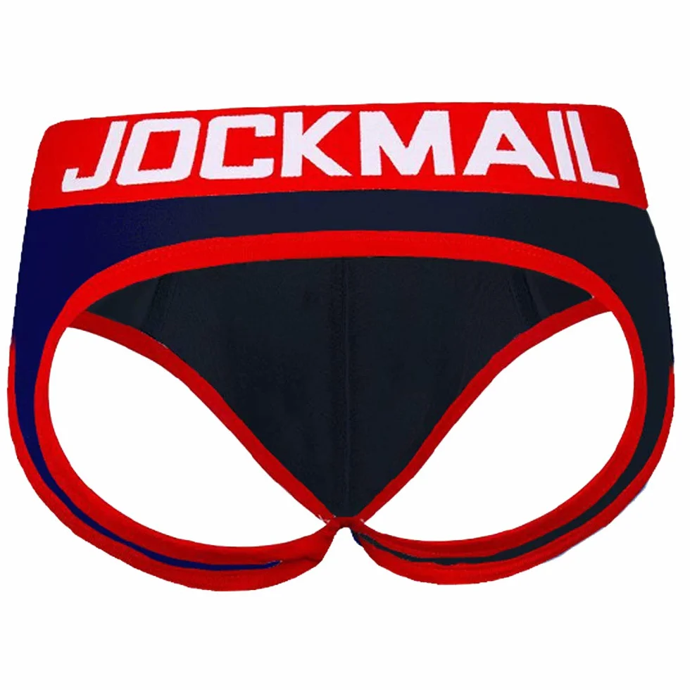 Męskie spodnie Jock Strap Jockstrap Push Up czerwono-niebieskie