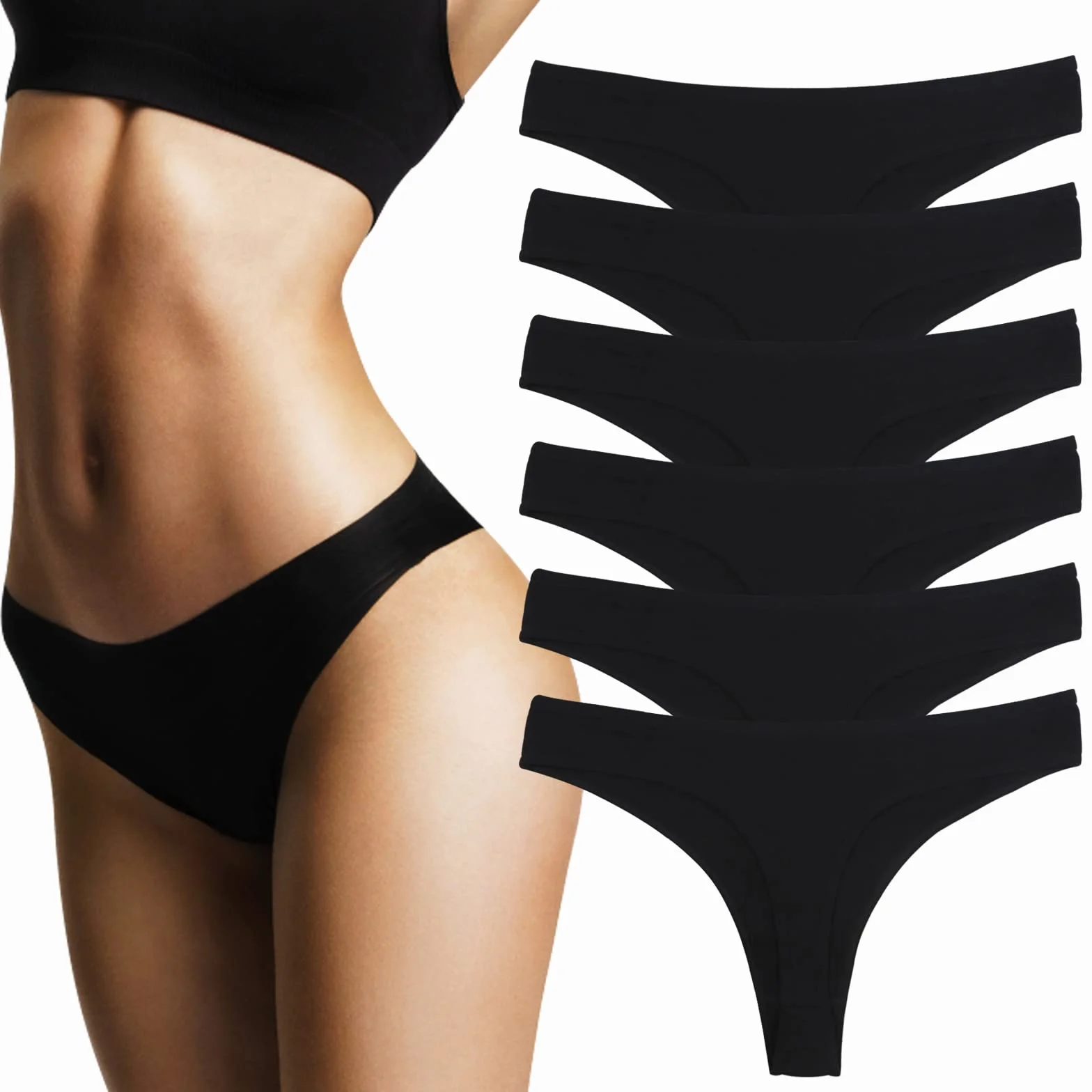 DRESHOW 6 Sztuk Stringi Damskie Bawełniane Oddychające Majtki Bielizna Bikini