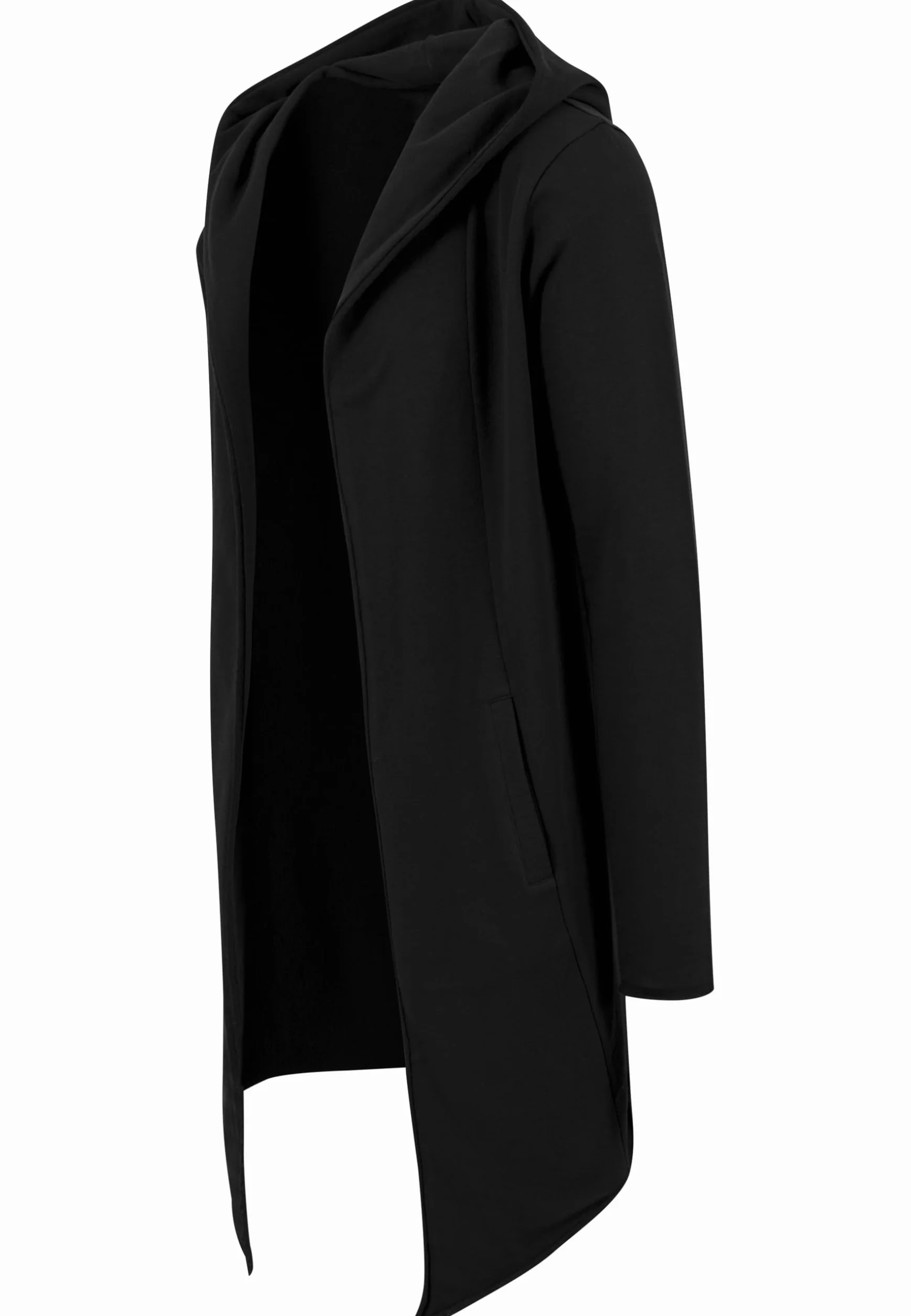 Urban Classics Męska kurtka Long Hooded Open Edge Cardigan, długa bluza z kapturem w wielu kolorach, rozmiary XS - 5XL, czarny, S