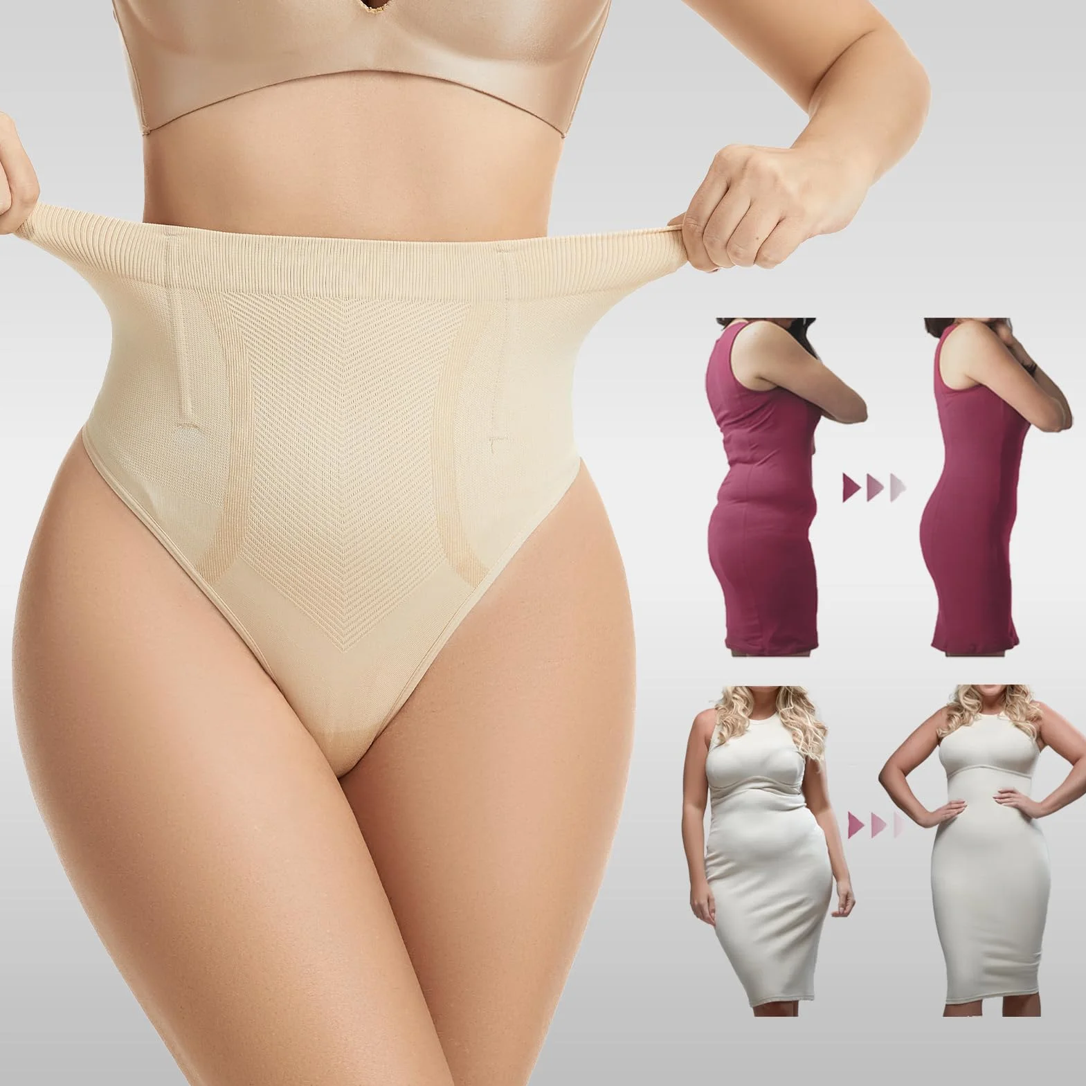 KSKshape Bielizna modelująca brzuch stringi dla kobiet wyszczuplające stringi bezszwowe bielizna modelująca sylwetkę
