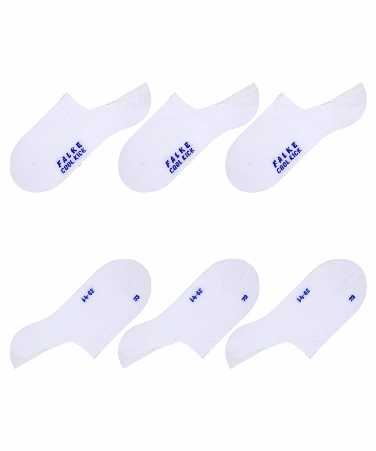 FALKE Uniseks Stopki Cool Kick Invisible Multipack U In Oddychający I Szybkoschnący niewidoczne jednokolorowe 3 Pak, Biały White 2000, 44-45