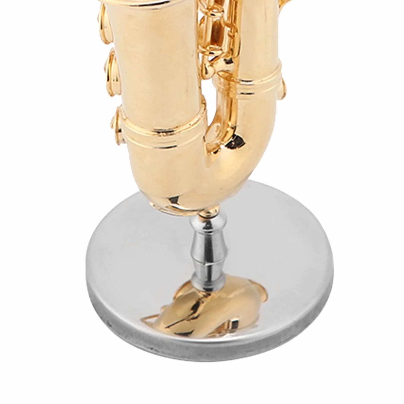 14 cm miniaturowa replika saksofonu altowego z pozłacanym stojakiem, etui i ornamentem mini instrument muzyczny model do dekoracji wnętrz figurka model