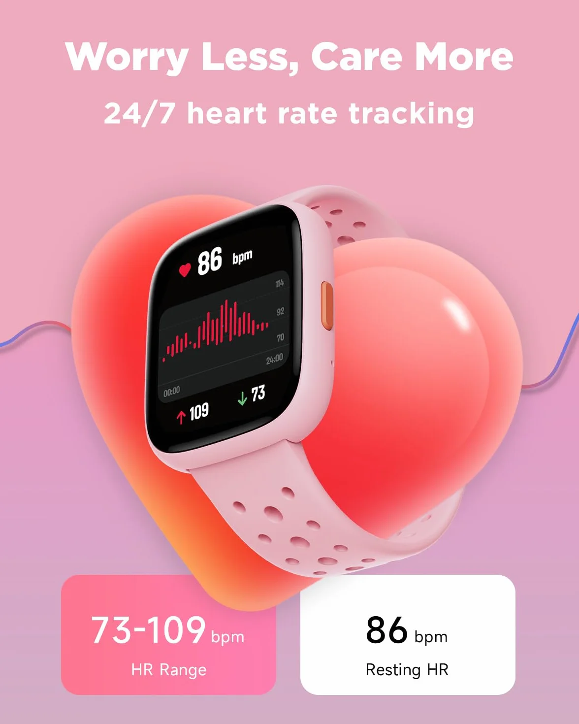Biggerfive Smartwatch dla dzieci, 1,8-calowy zegarek fitness z krokomierzem, 24/7 pomiar tętna, monitor snu, alarm wibracyjny, klasa wodoszczelności IP68, gry logiczne z/bez aplikacji, dla dziewczynek