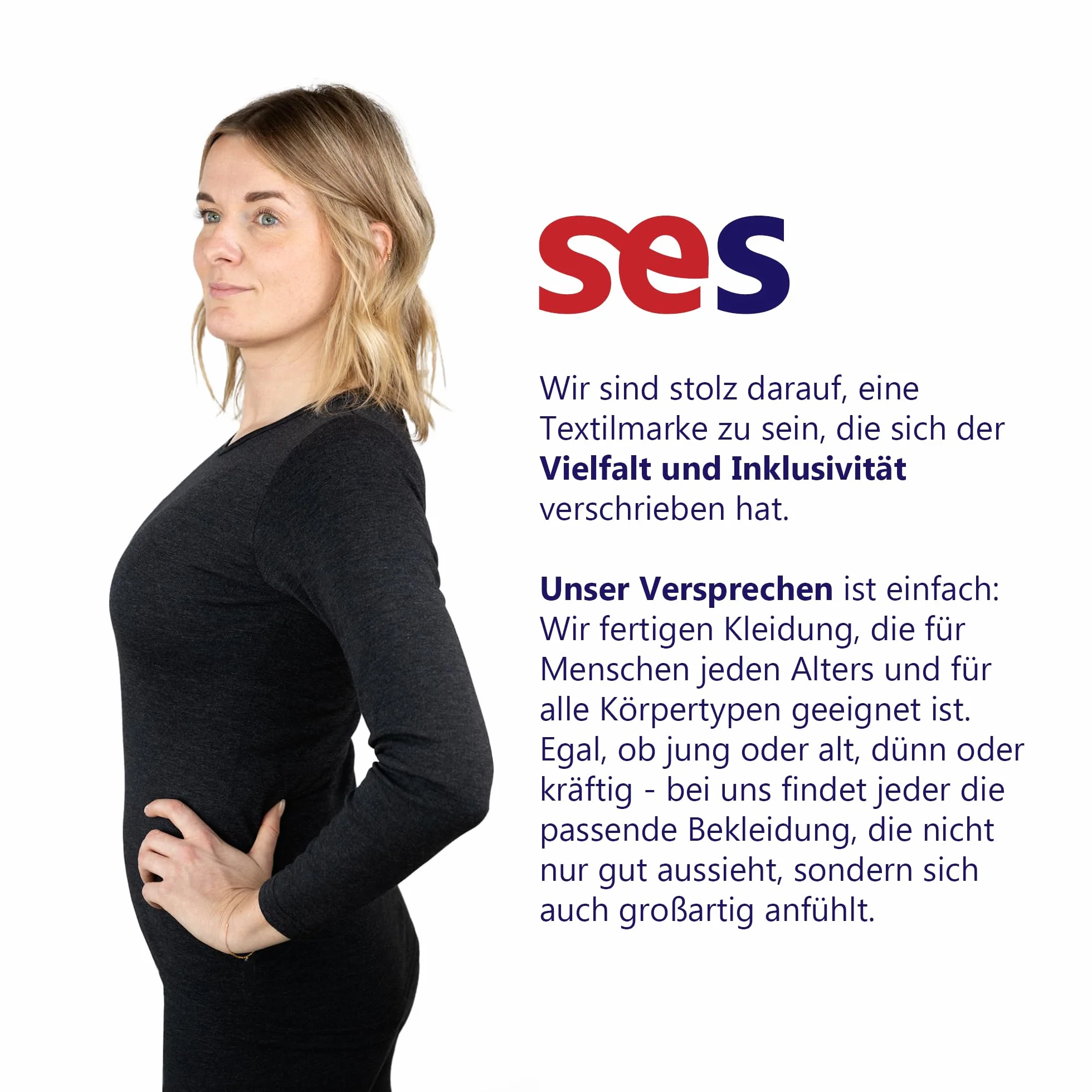 SES Damska koszulka termiczna z długim rękawem 38-50 z 75% bawełny i 25% poliestru, rozmiar / oddychająca koszulka termiczna dla kobiet / bielizna termiczna dla ciepła i komfortu