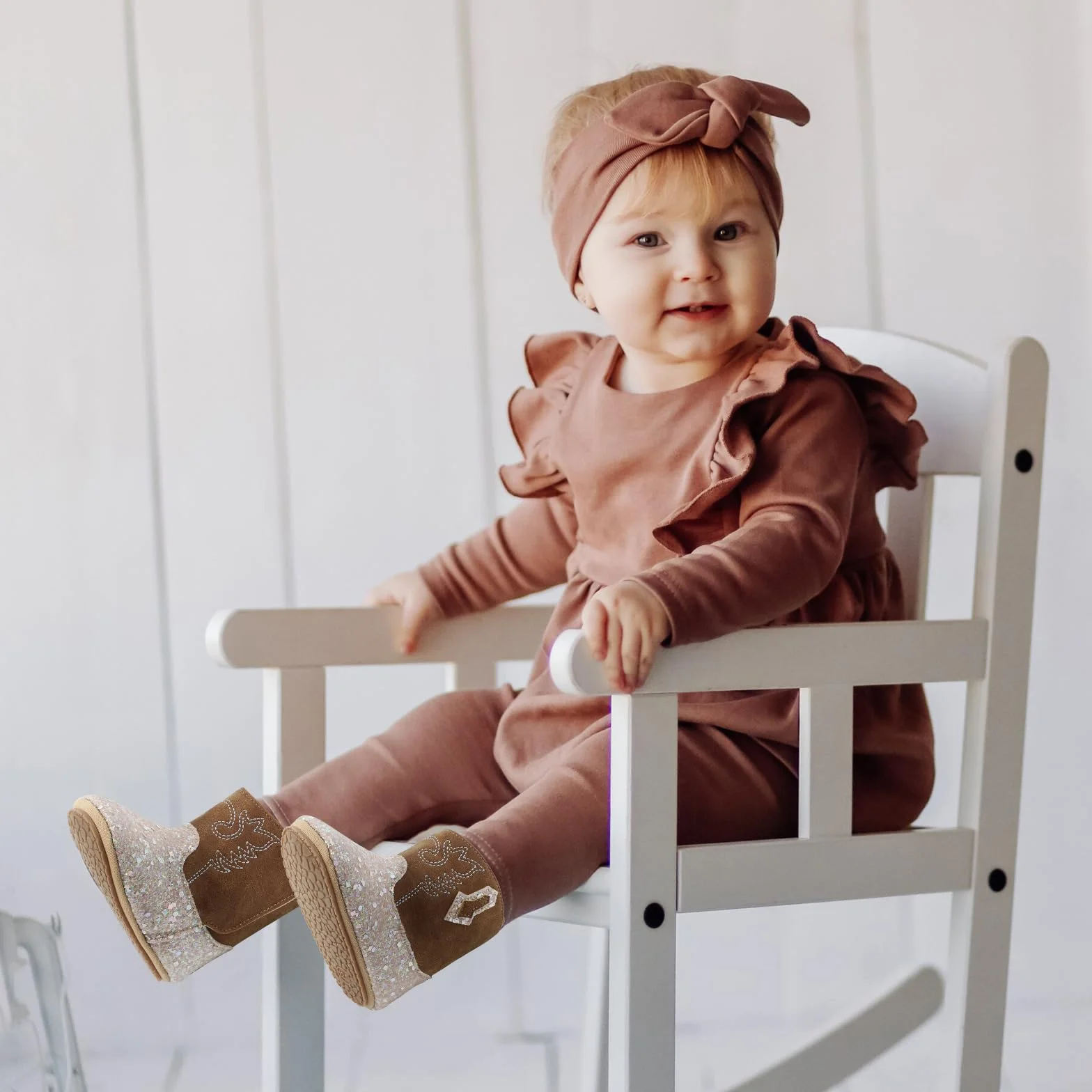 LACOFIA Buty niemowlęce dla dziewczynek, buty do nauki chodzenia, Bling Bling Bootie, kowbojki, buty westernowe z antypoślizgową miękką podeszwą, dla dzieci w wieku 3-18 miesięcy