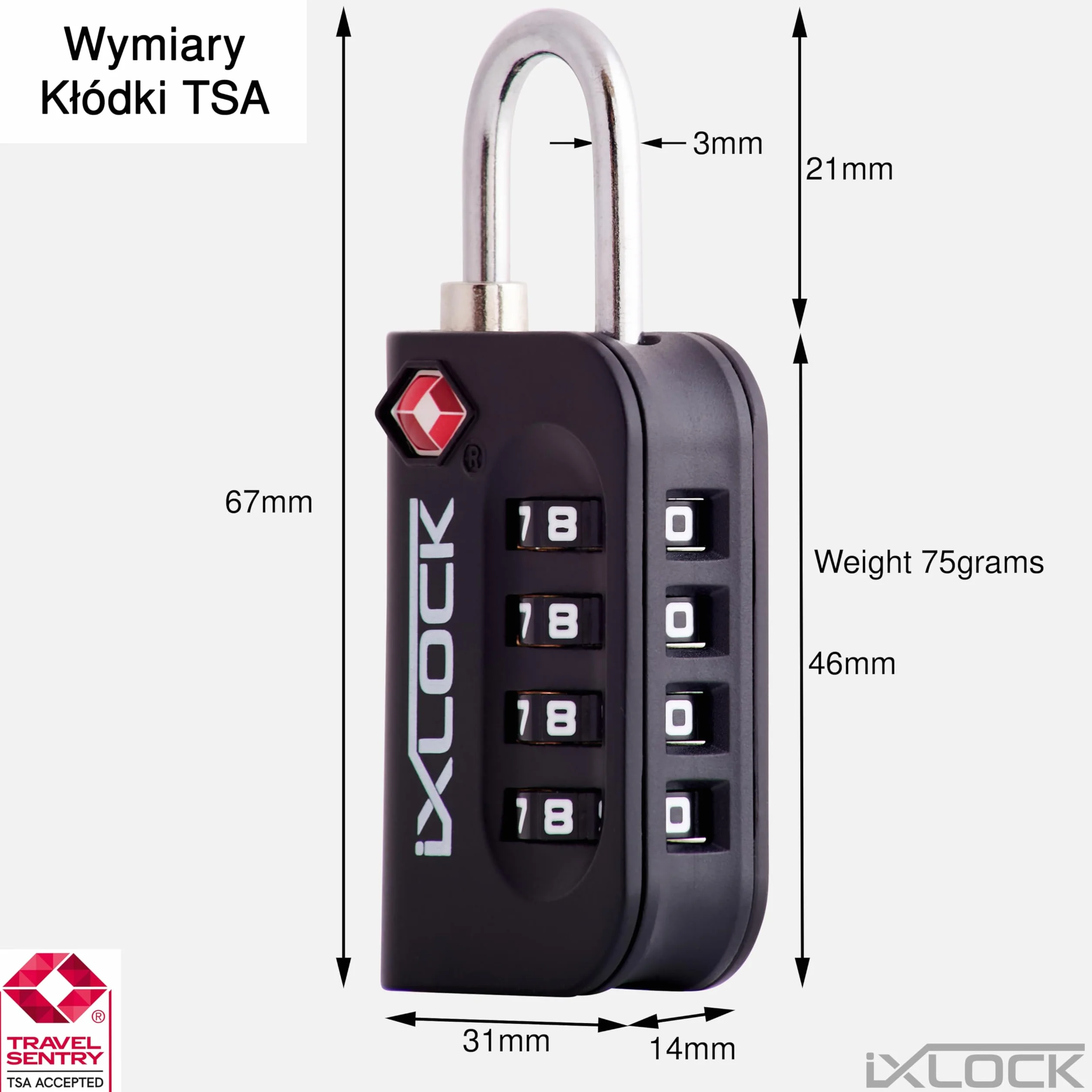 iXLOCK TSA Kłódki z szyfrem (Zestaw 1 Czarnych) 4 Cyfrowe Kłódki Walizkowe. Kłódka na szyfr na Plecak, Walizkę, Bagaż, Kłódki Szyfrowe Bagażowe, Szafek na Siłownię