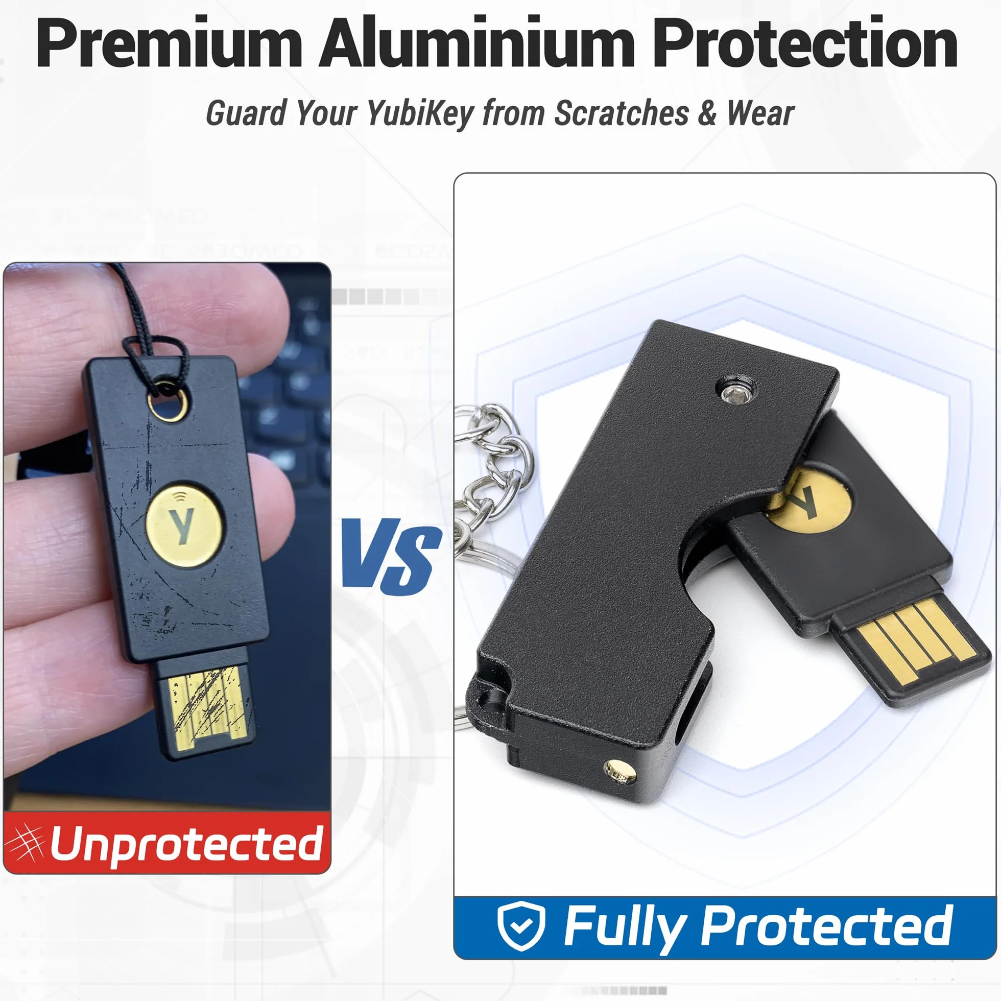 sciuU Metalowa składana obrotowa osłona kompatybilna z kluczem bezpieczeństwa Yubico NFC/YubiKey 5 NFC / 5 NFC FIPS, złącze USB-A - odporna na zarysowania ochronna obudowa ze stopu aluminium - klucz