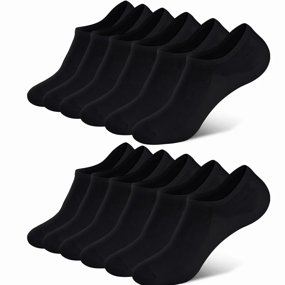 OFFCUP Bambusowe skarpety do sneakersów, 6 par skarpet do kostek, niewidocznych skarpet, wkładki, skarpety o niskim kroju, dla kobiet i mężczyzn, trampki, mokasyny i buty do łodzi, do biegania, na