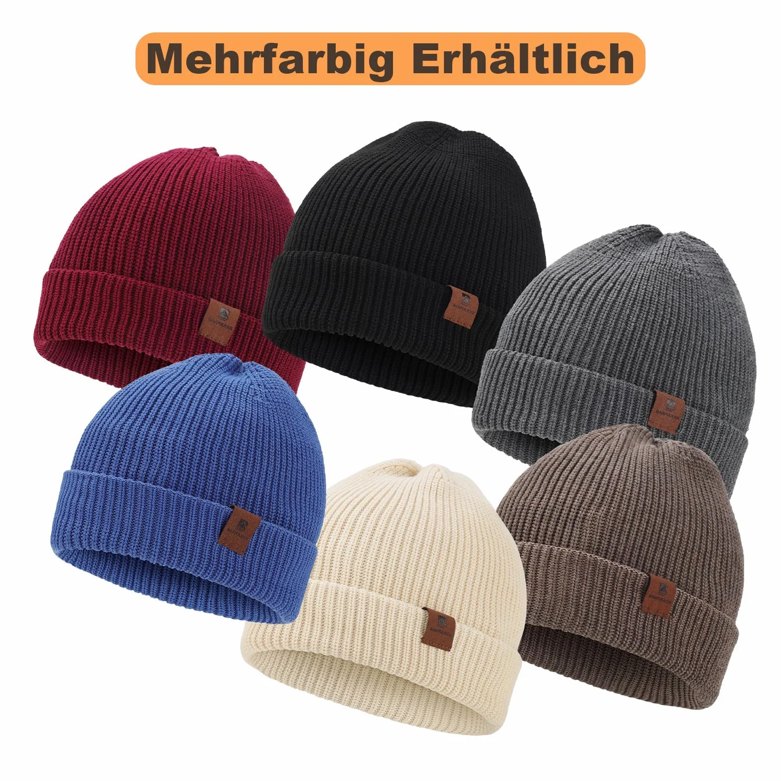 Czapka Beanie dla Mężczyzn i Kobiet, Uniseks Czapki Dzianiny na Jesień Zimę Dzianina Czapka Zimowa Damska Miękka i Ciepła Czapka Knitted Hats,Biały